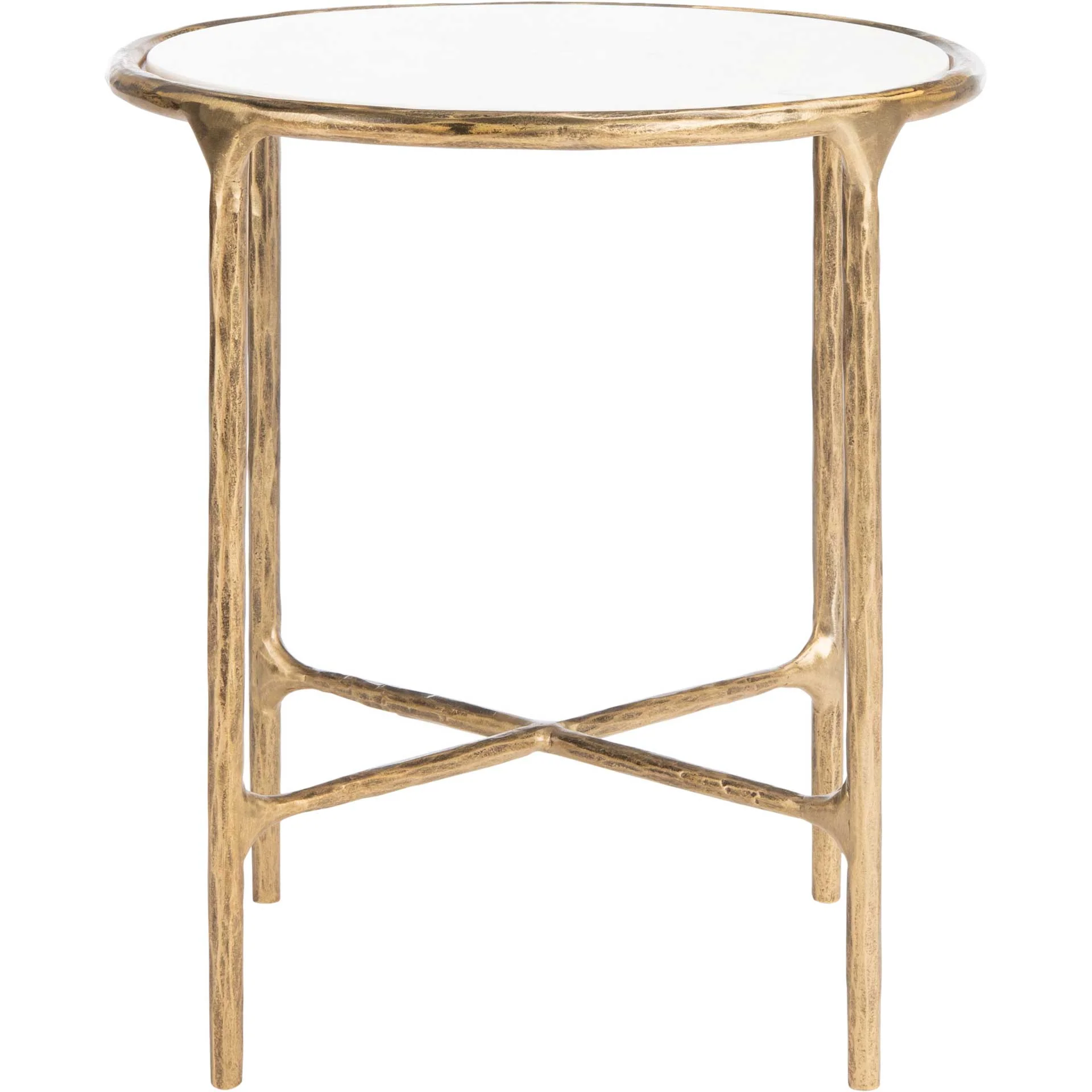 Jenesis Metal Round End Table Brass/White - Image 2