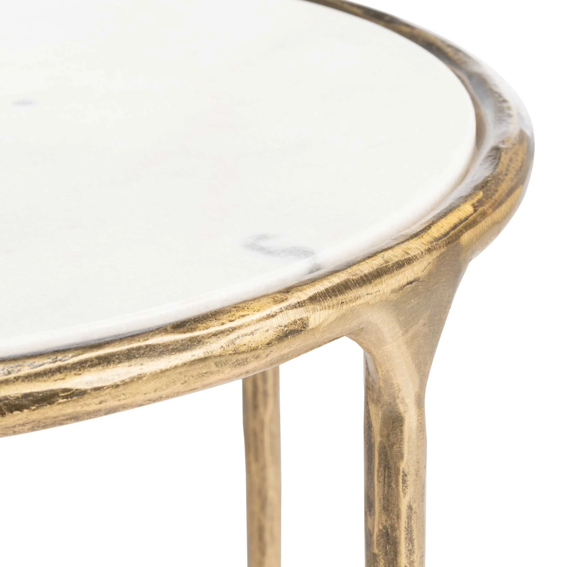 Jenesis Metal Round End Table Brass/White - Image 3