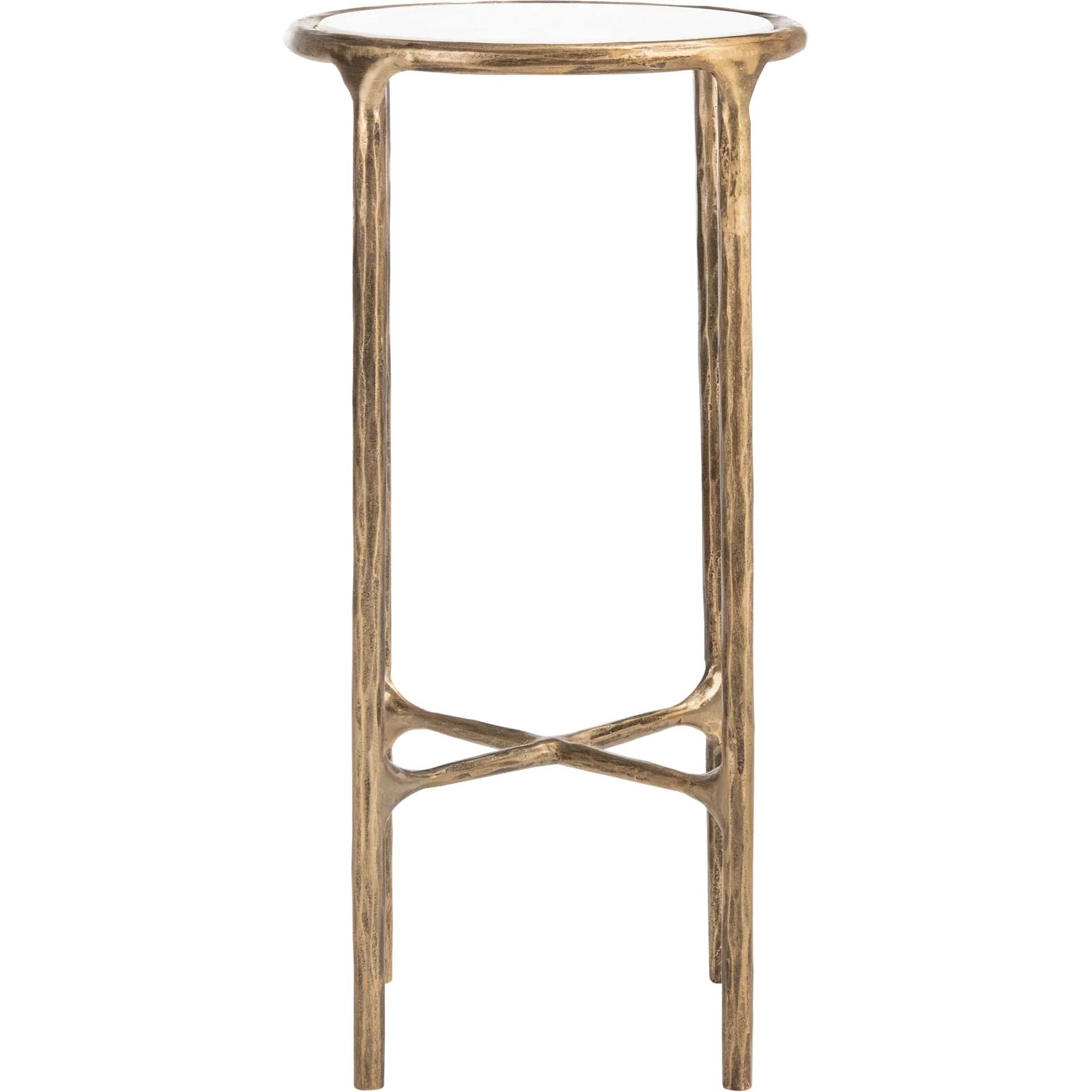 Jenesis Metal Tall Round End Table Brass/White - Image 2