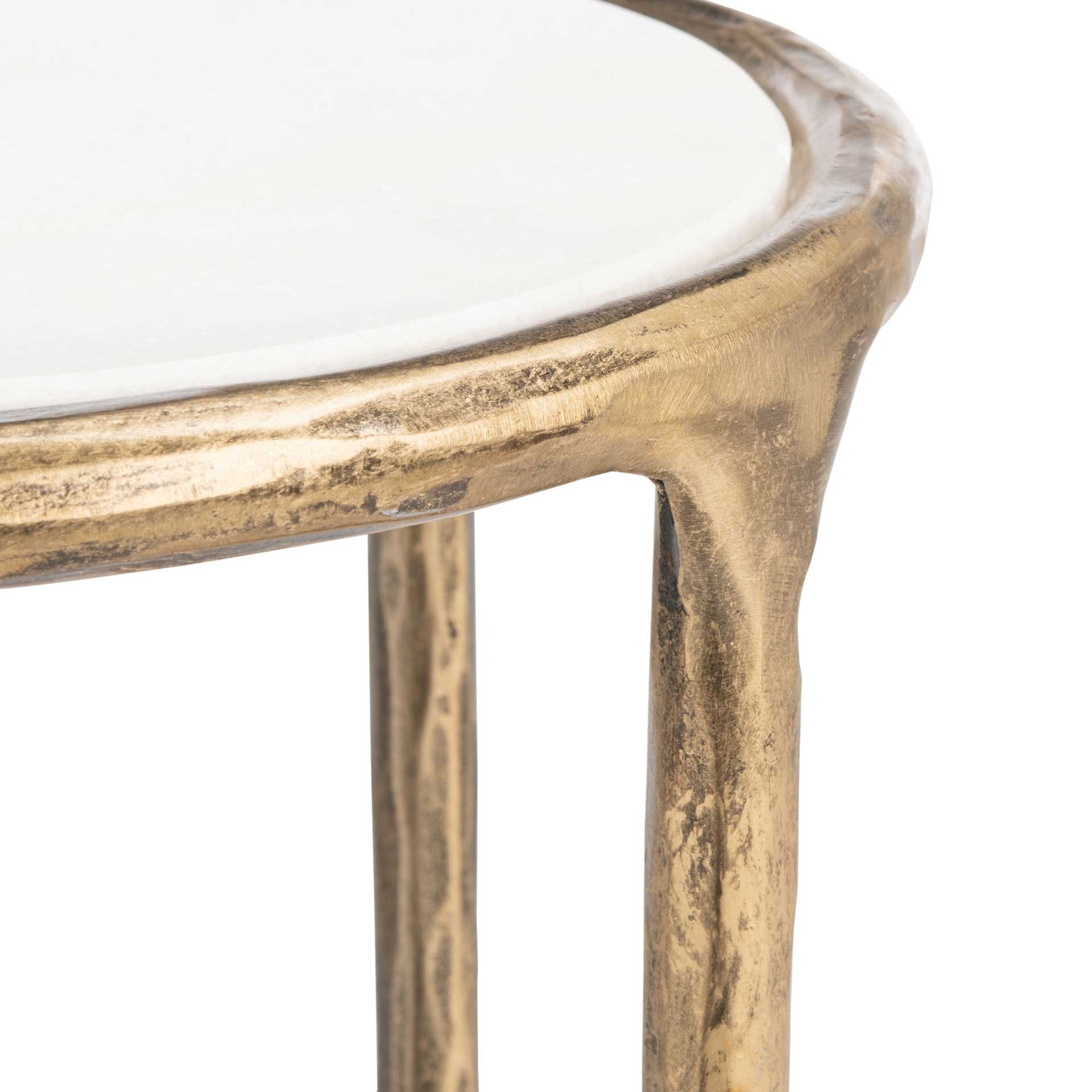 Jenesis Metal Tall Round End Table Brass/White - Image 3