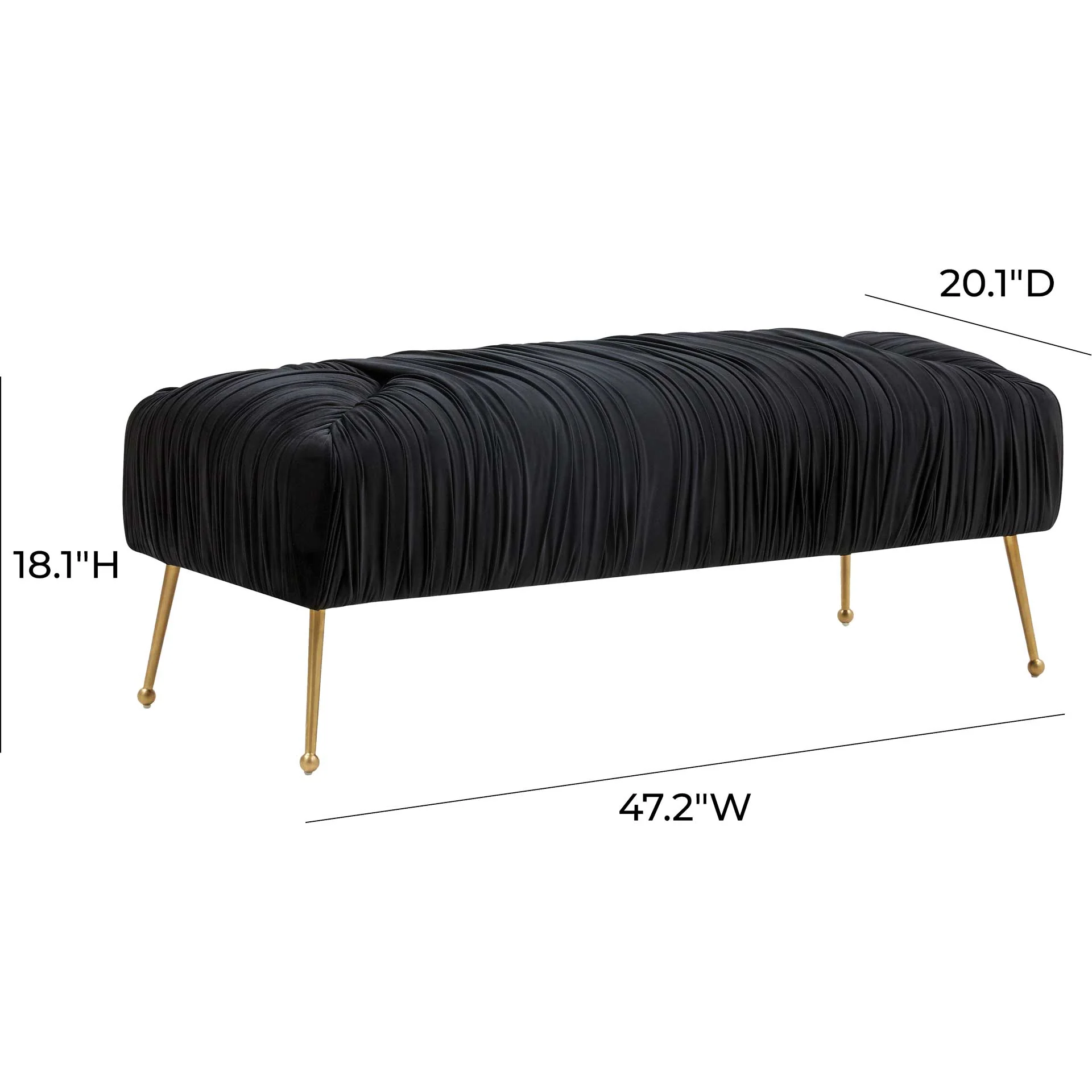 Jenesis Velvet Bench Black - Image 5