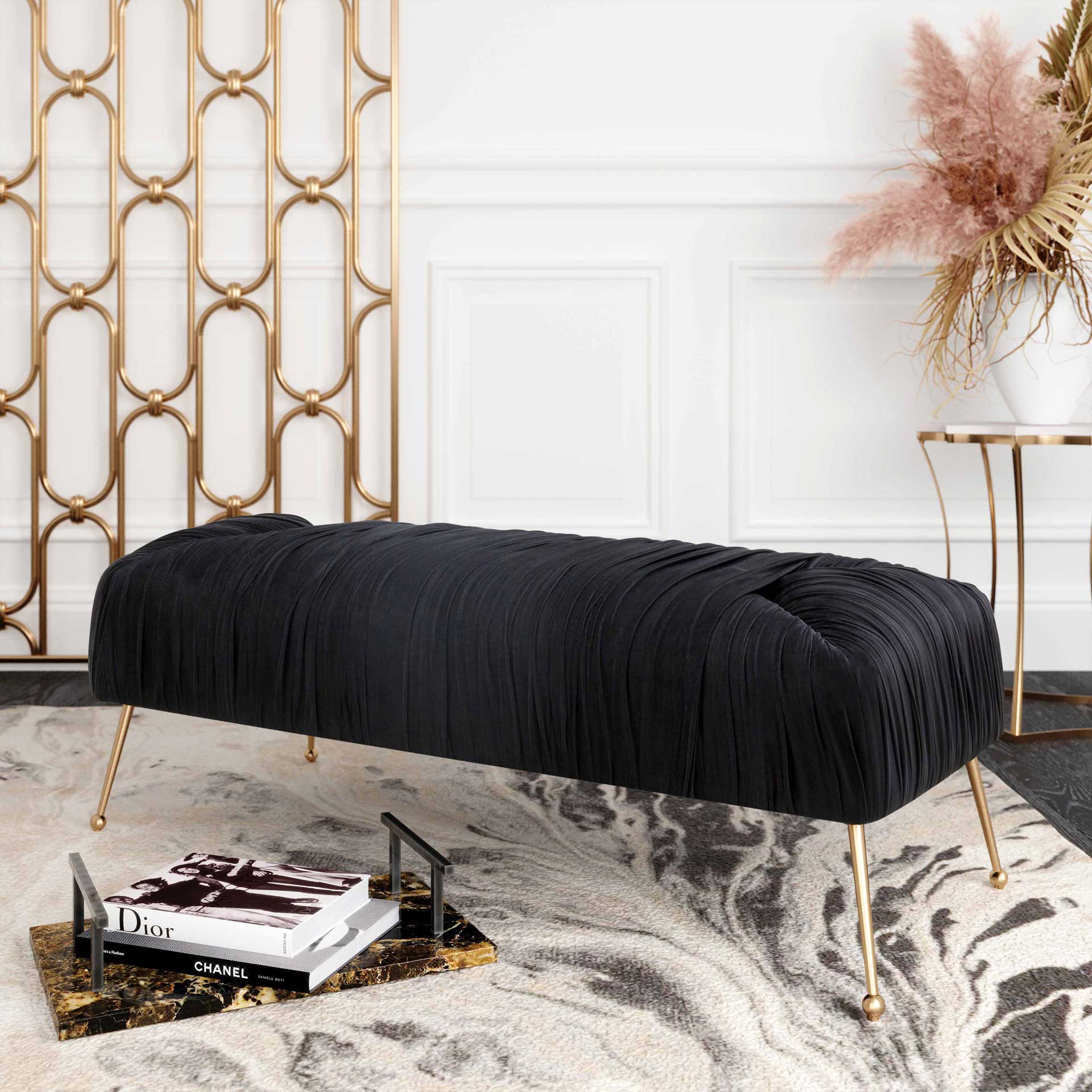 Jenesis Velvet Bench Black - Image 6