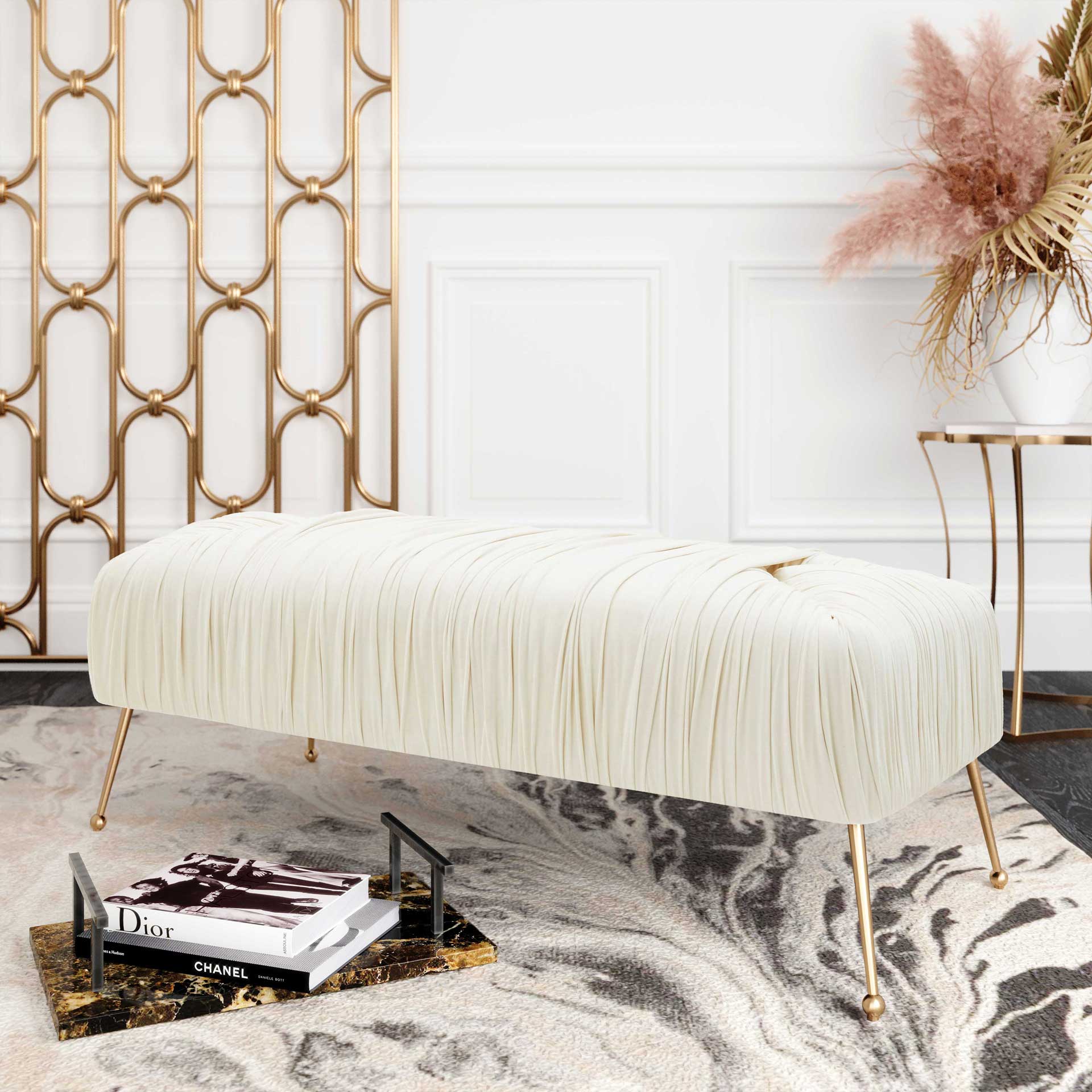 Jenesis Velvet Bench Cream - Image 6