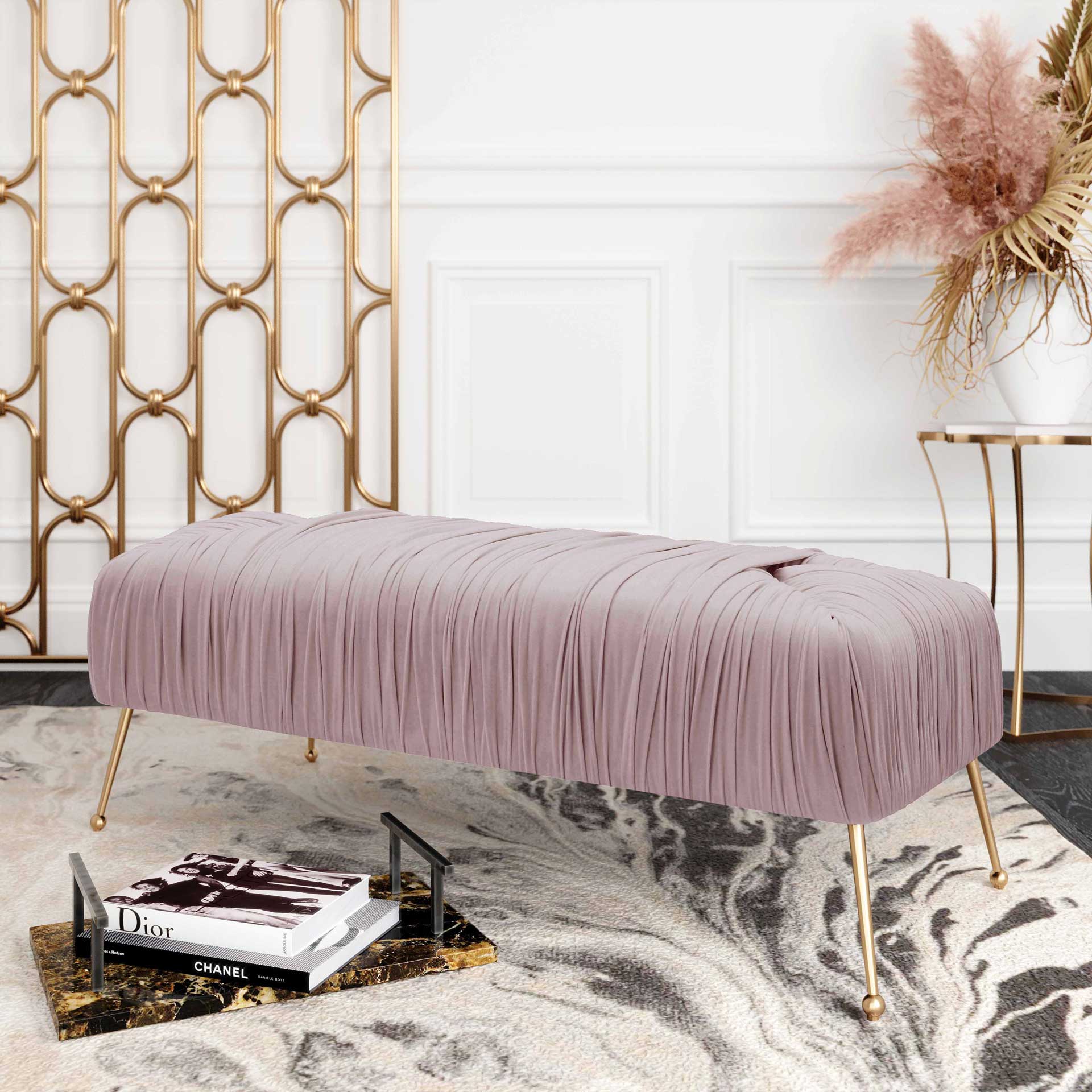Jenesis Velvet Bench Mauve - Image 6