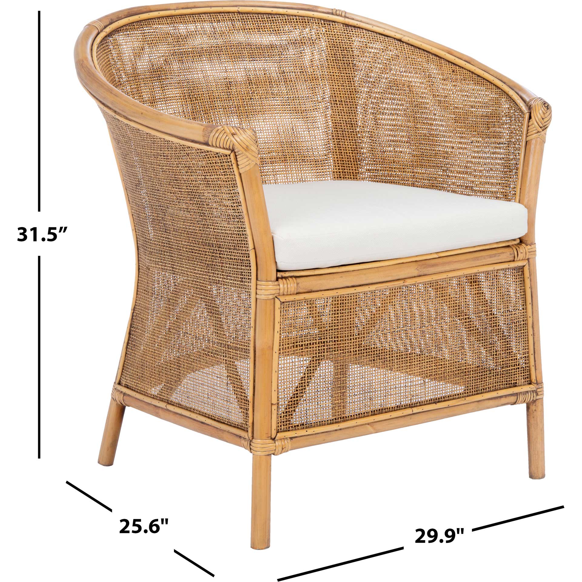 Jenette Rattan Accent Chair Honey Brown Wash/White - Image 8