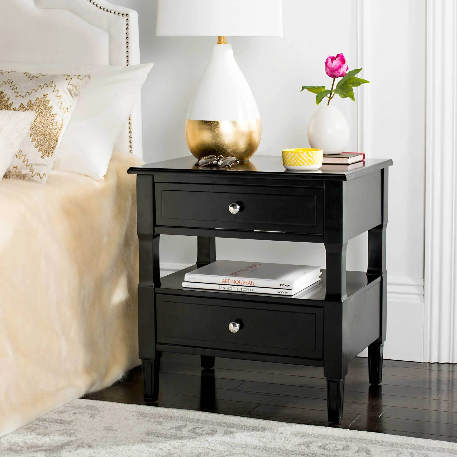 Jenna Two Drawer Nightstand Black - Image 6