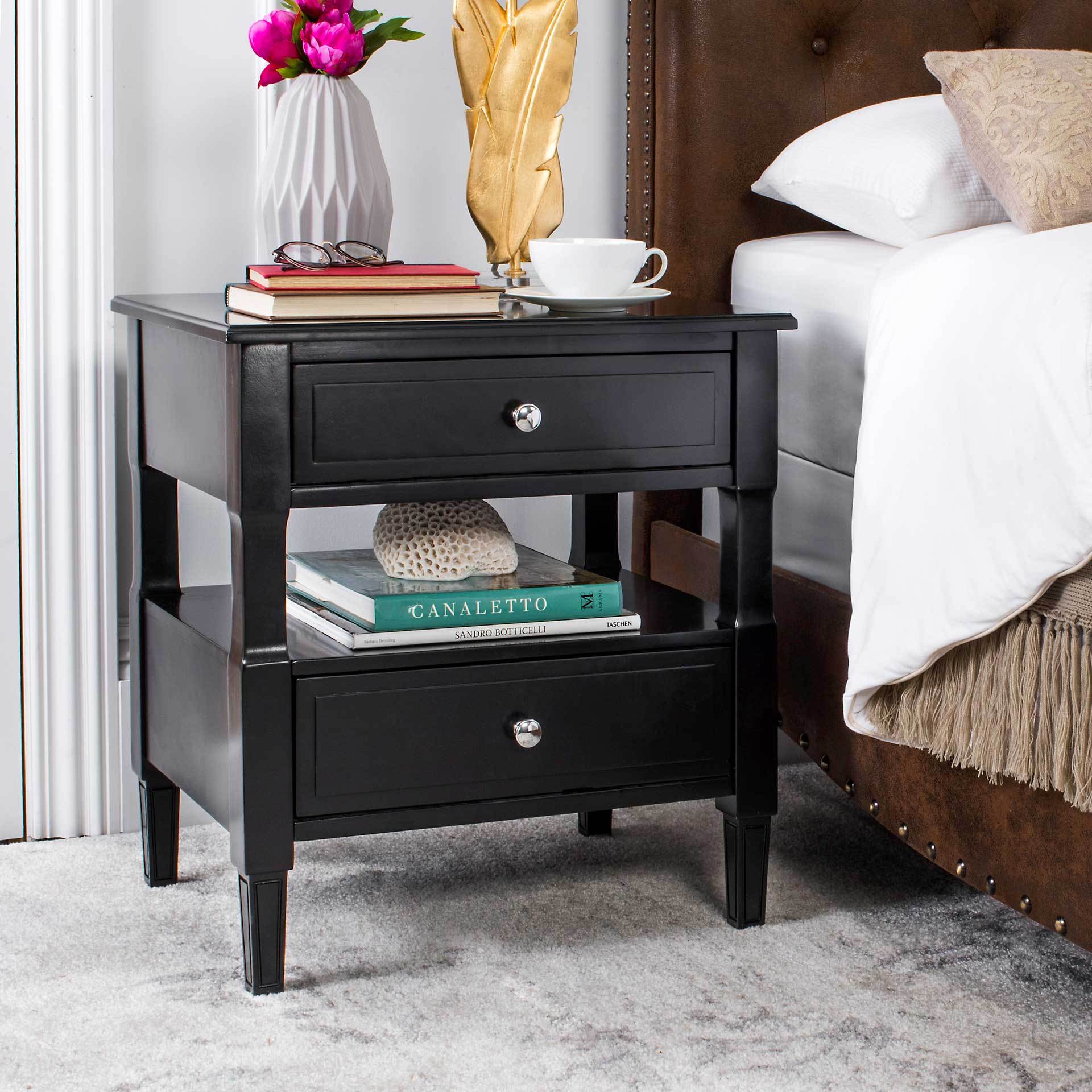 Jenna Two Drawer Nightstand Black - Image 7