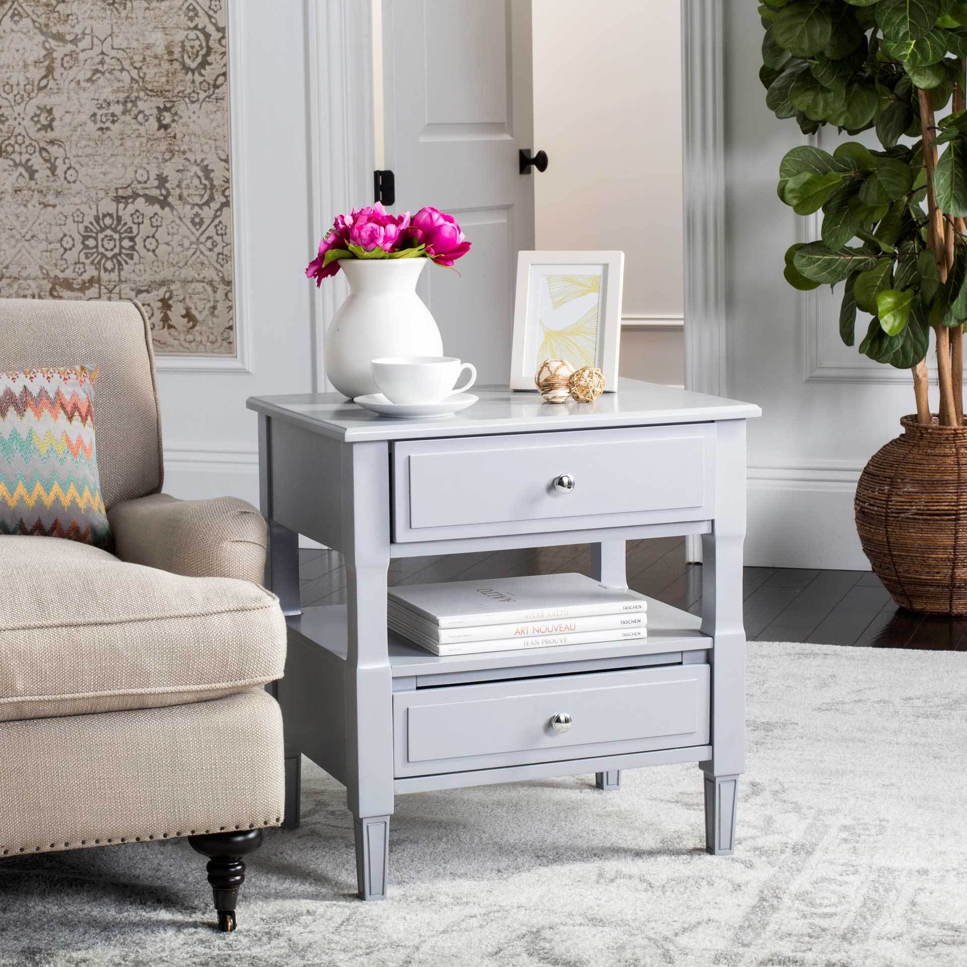 Jenna Two Drawer Nightstand Gray - Image 6