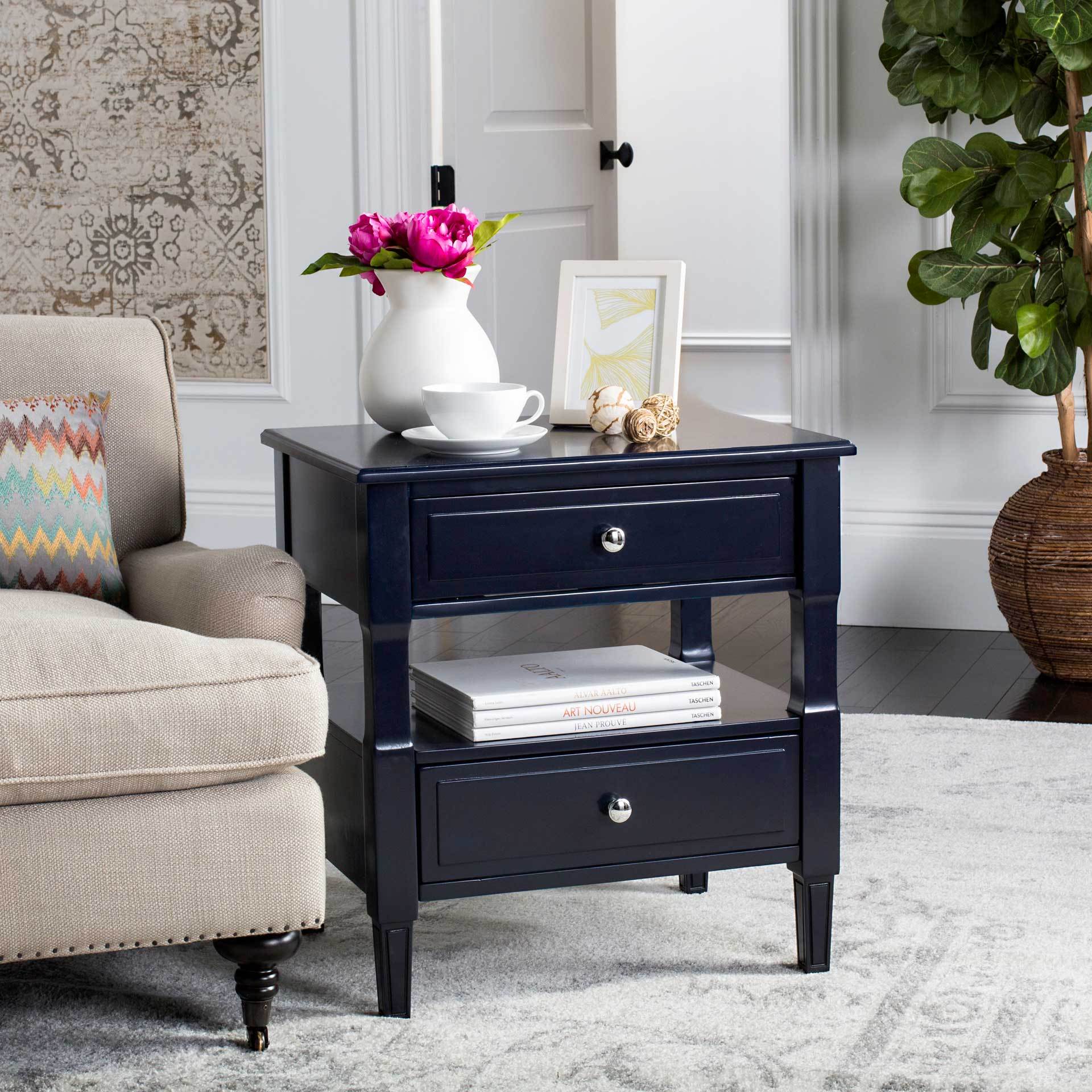 Jenna Two Drawer Nightstand Navy - Image 6