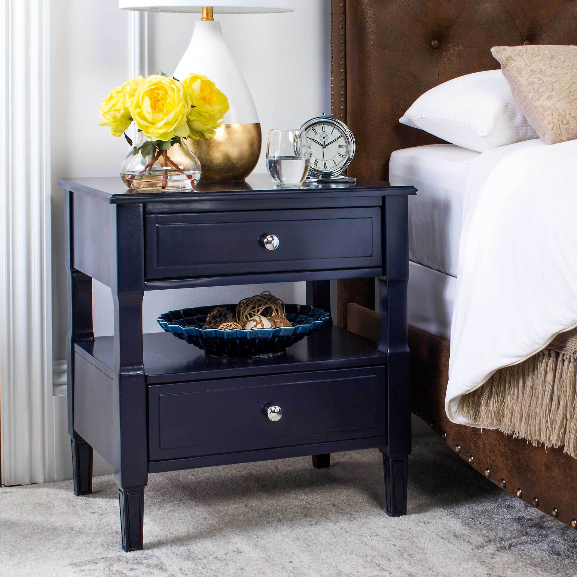 Jenna Two Drawer Nightstand Navy - Image 7