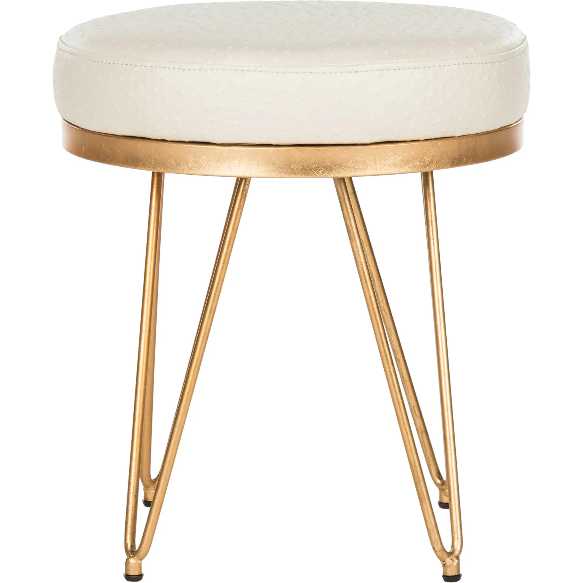 Jennifer Faux Ostrich Round Bench Cream - Image 2