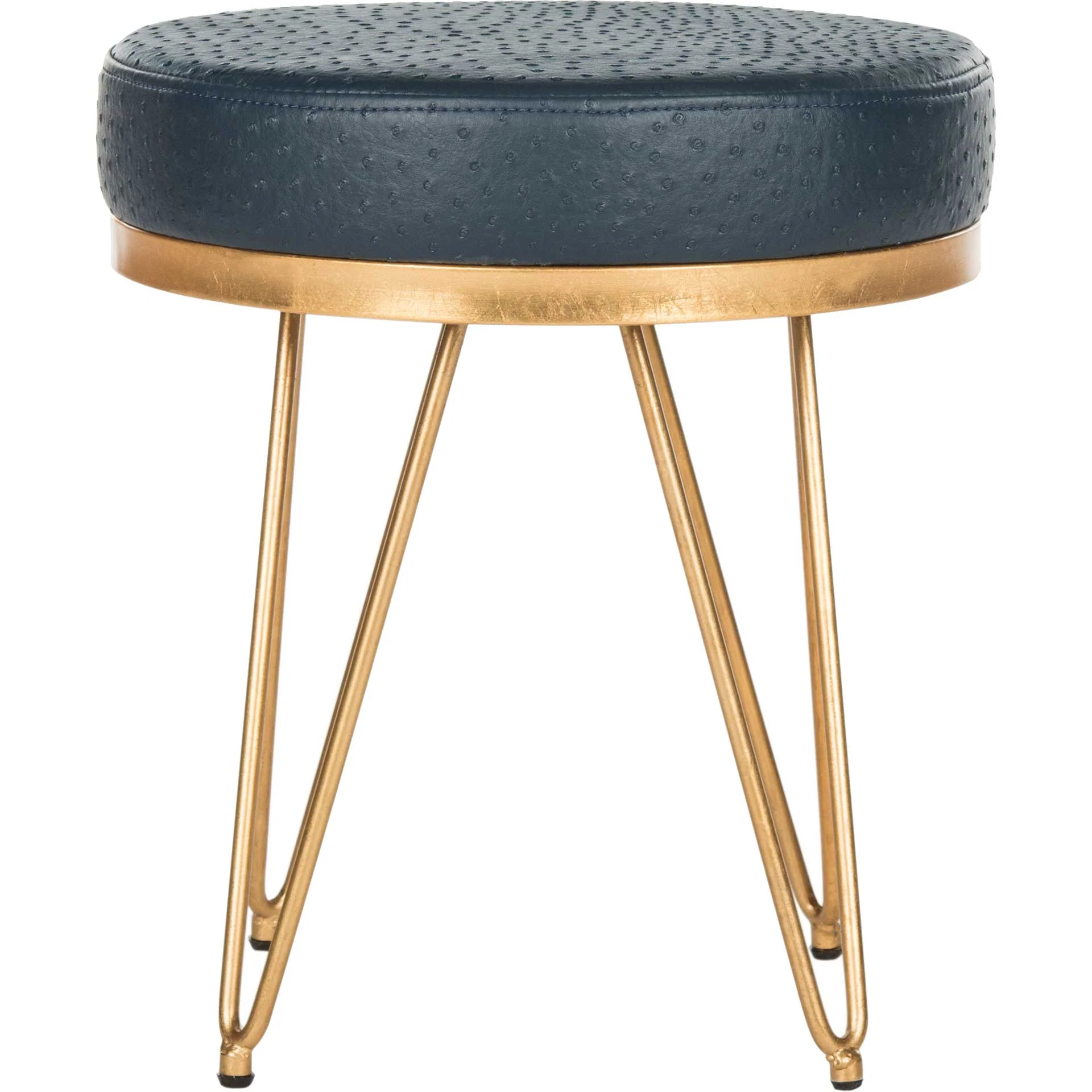 Jennifer Faux Ostrich Round Bench Navy - Image 2