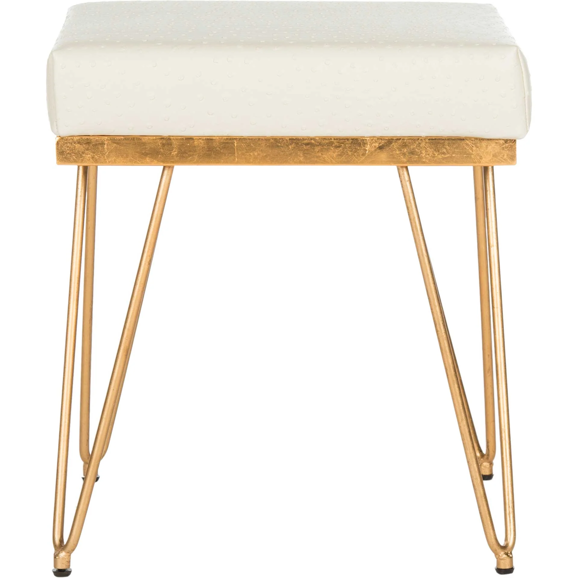 Jennifer Faux Ostrich Square Bench Cream - Image 2