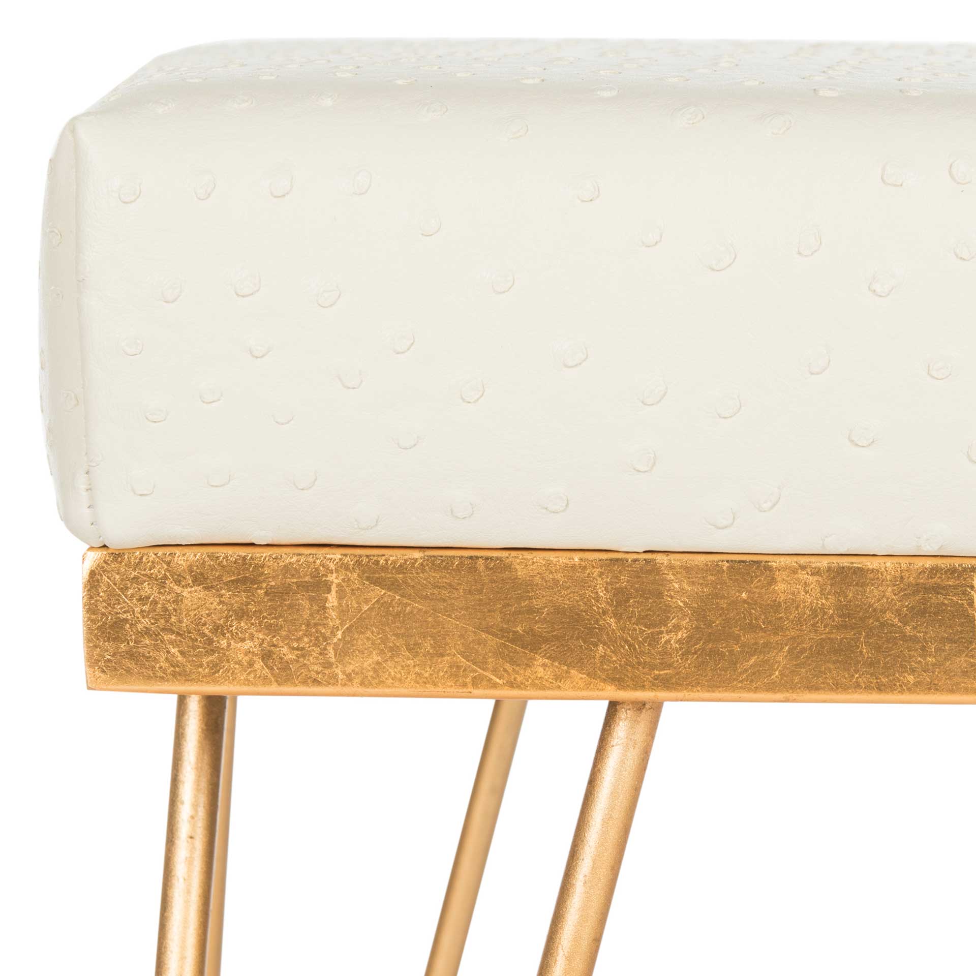 Jennifer Faux Ostrich Square Bench Cream - Image 3