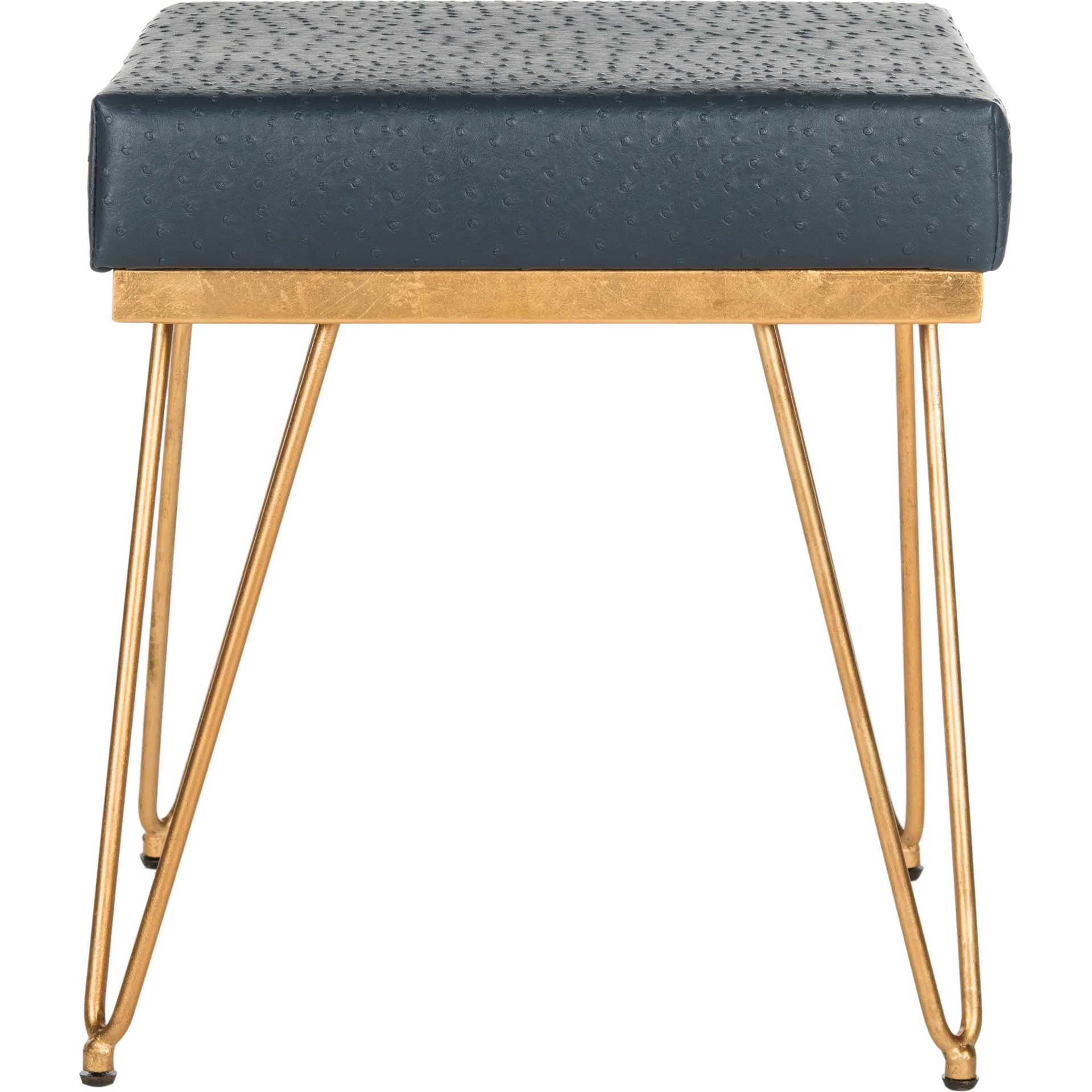 Jennifer Faux Ostrich Square Bench Navy - Image 2