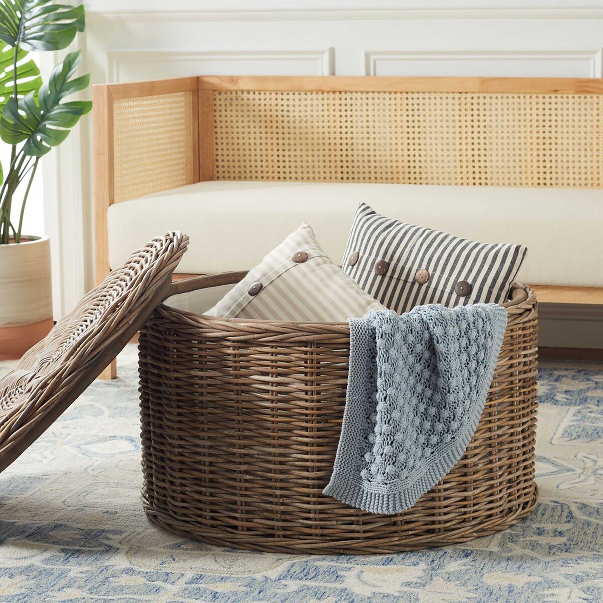 Jerry Wicker Storage Coffee Table Gray - Image 9