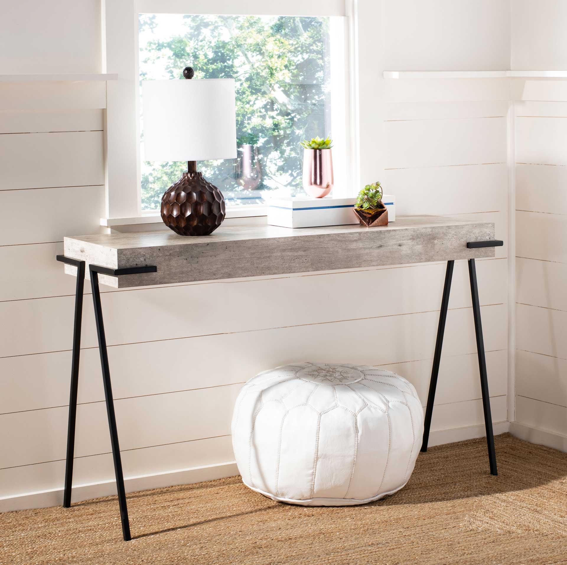 Jesus Rectangle Console Table Light Gray/Black - Image 4