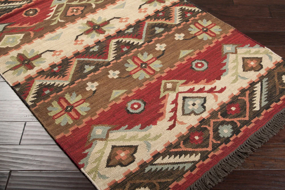 Jewel Tone Beige/Burgundy Area Rug - Image 3