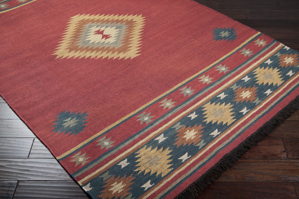 Jewel Tone Burgundy/Navy Area Rug - Image 3