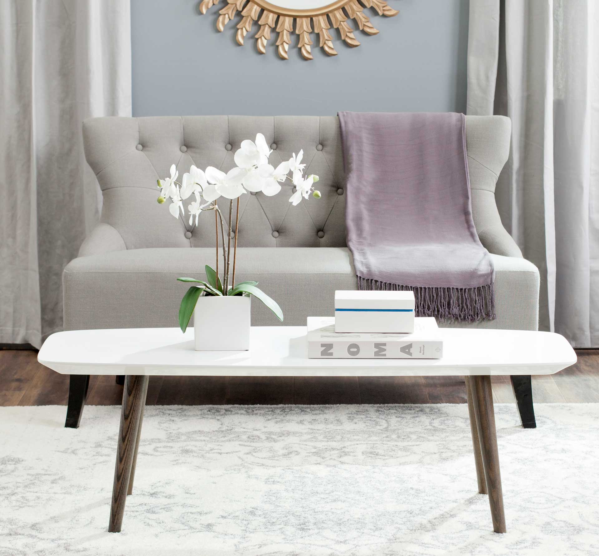 Jocelyn Lacquer Coffee Table White/Dark Brown - Image 3
