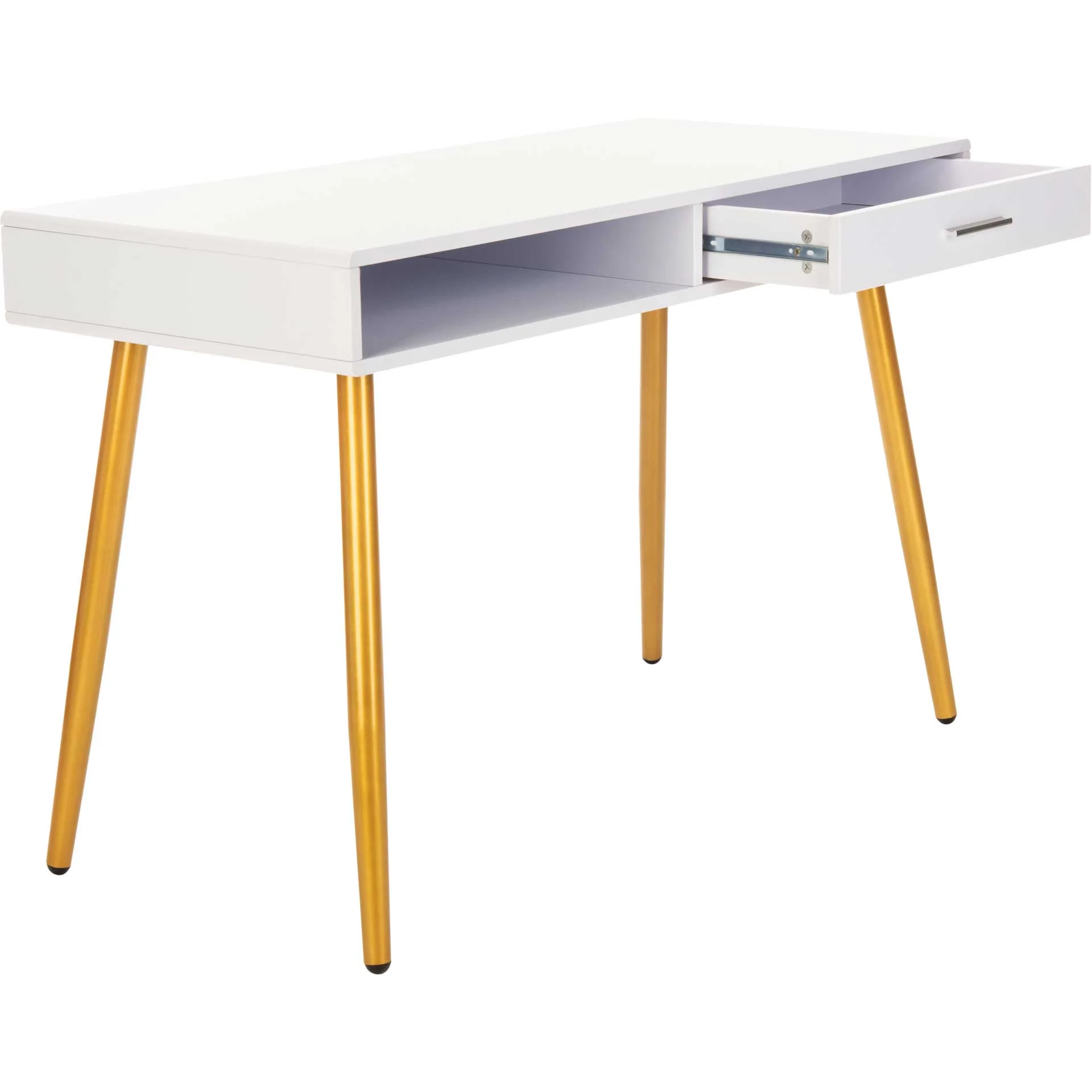Joe 1 Drawer 1 Shelf Desk White/Gold - Image 3