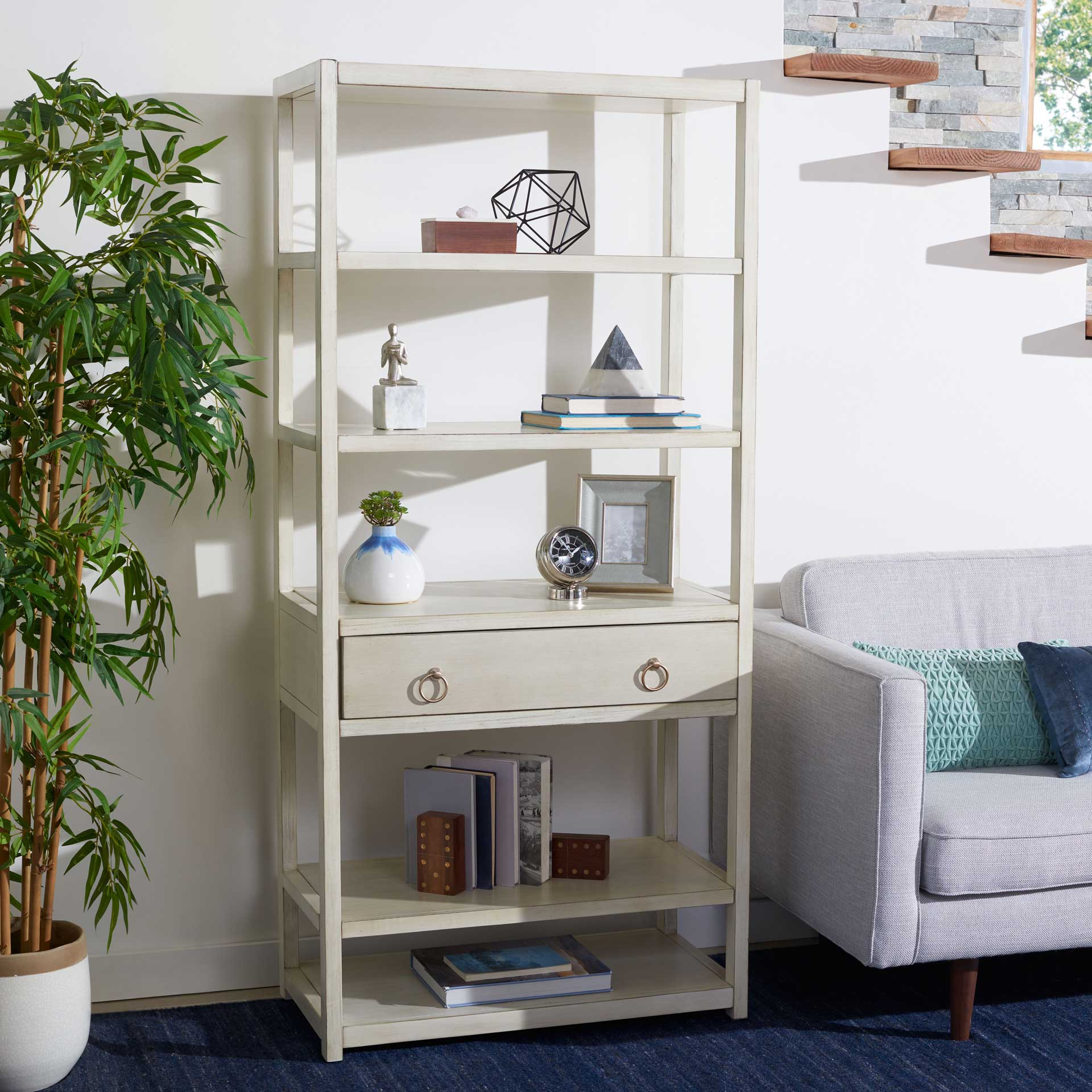 Joel 1 Drawer 5 Shelf Etagere Antique White - Image 8
