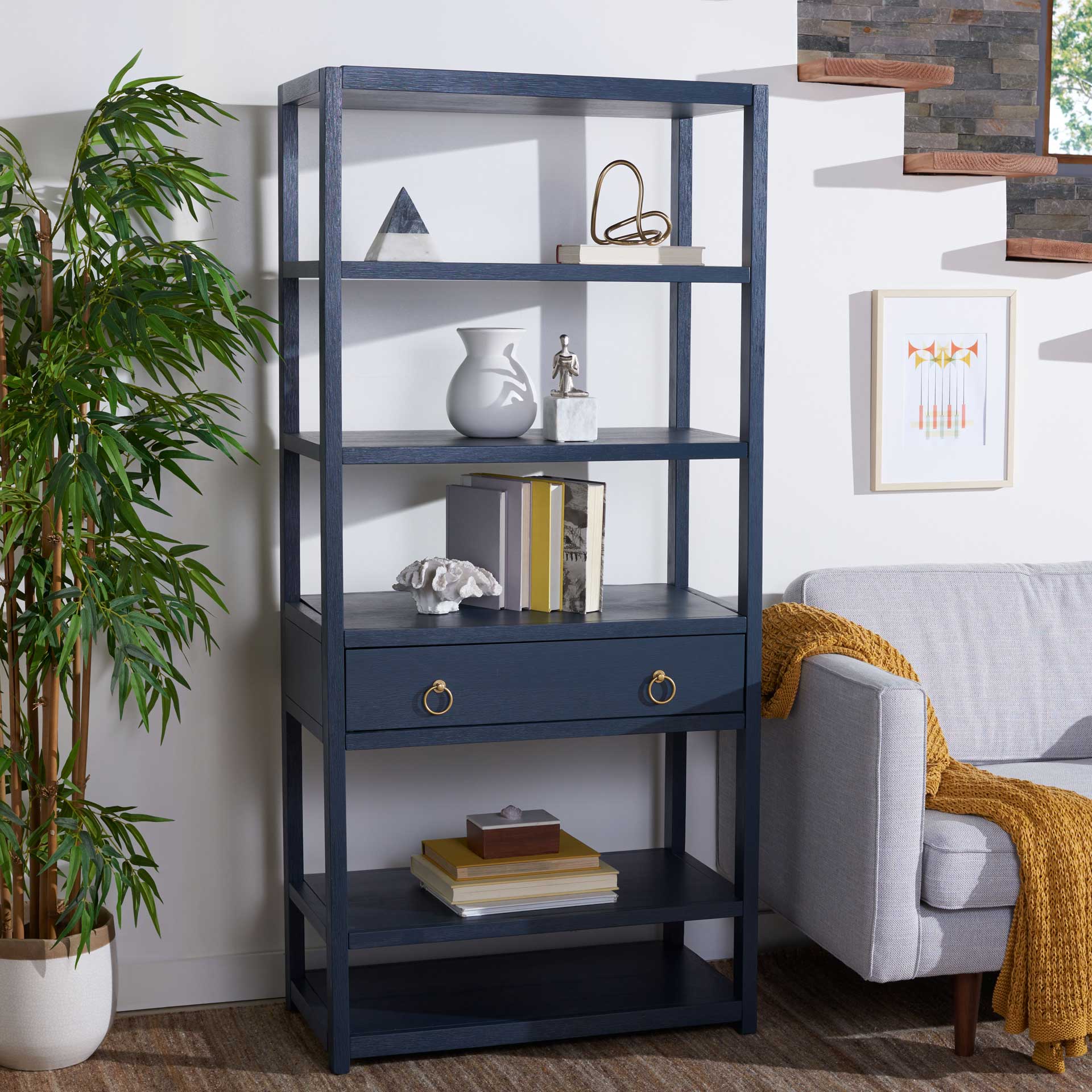 Joel 1 Drawer 5 Shelf Etagere Navy - Image 8