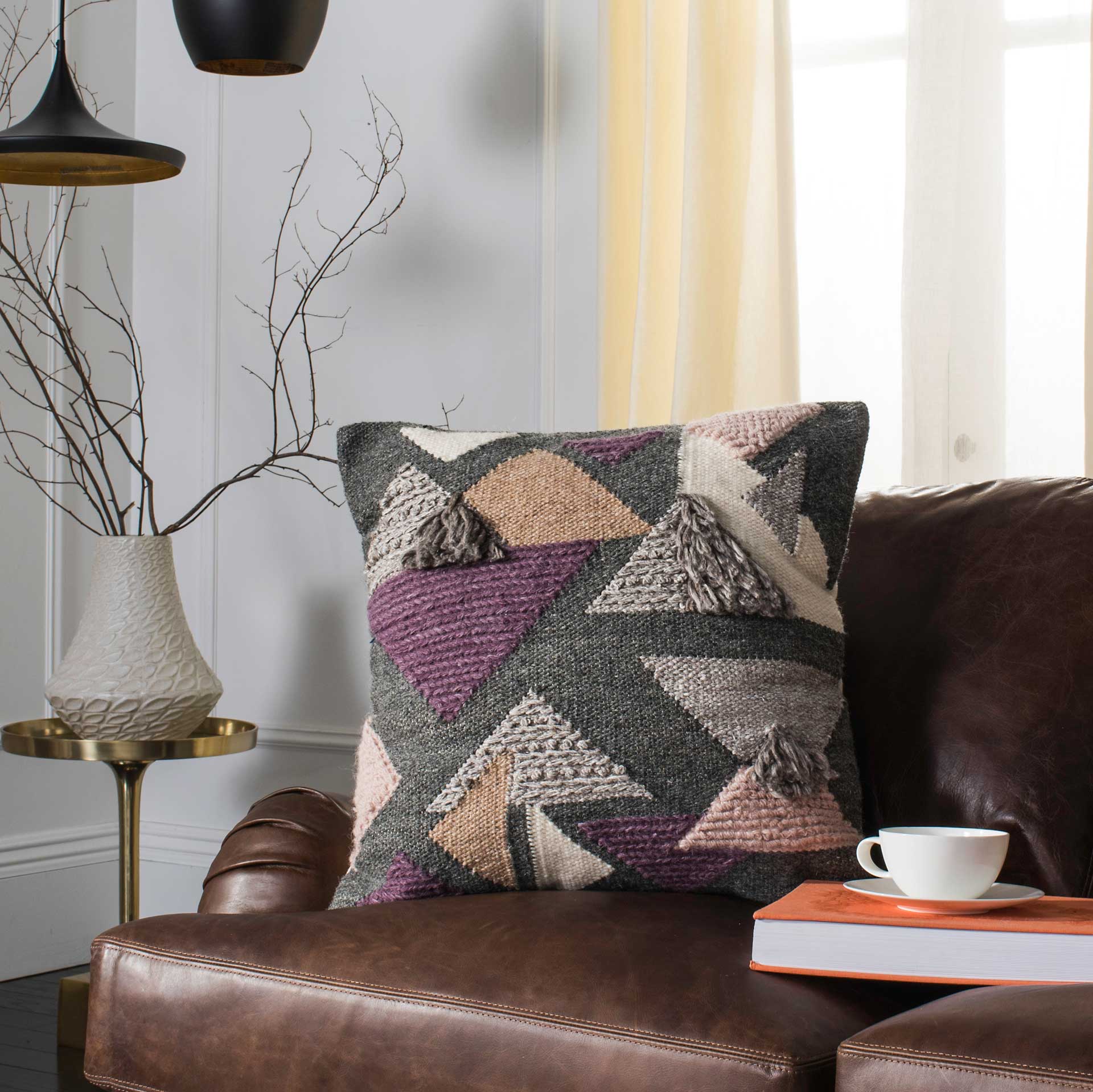Joelle Pillow Charcoal/Purple - Image 2