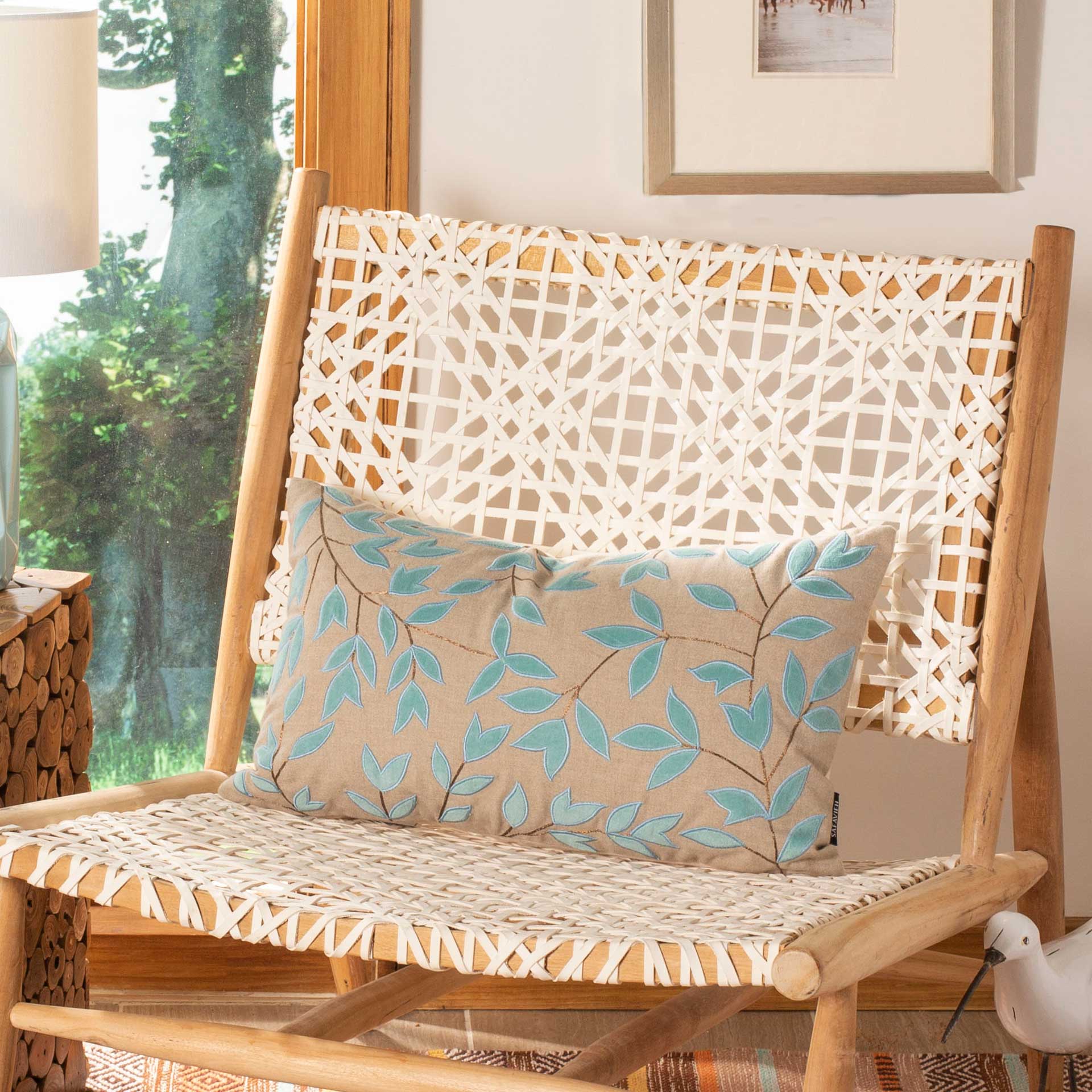 Johan Pillow Beige/Blue - Image 5