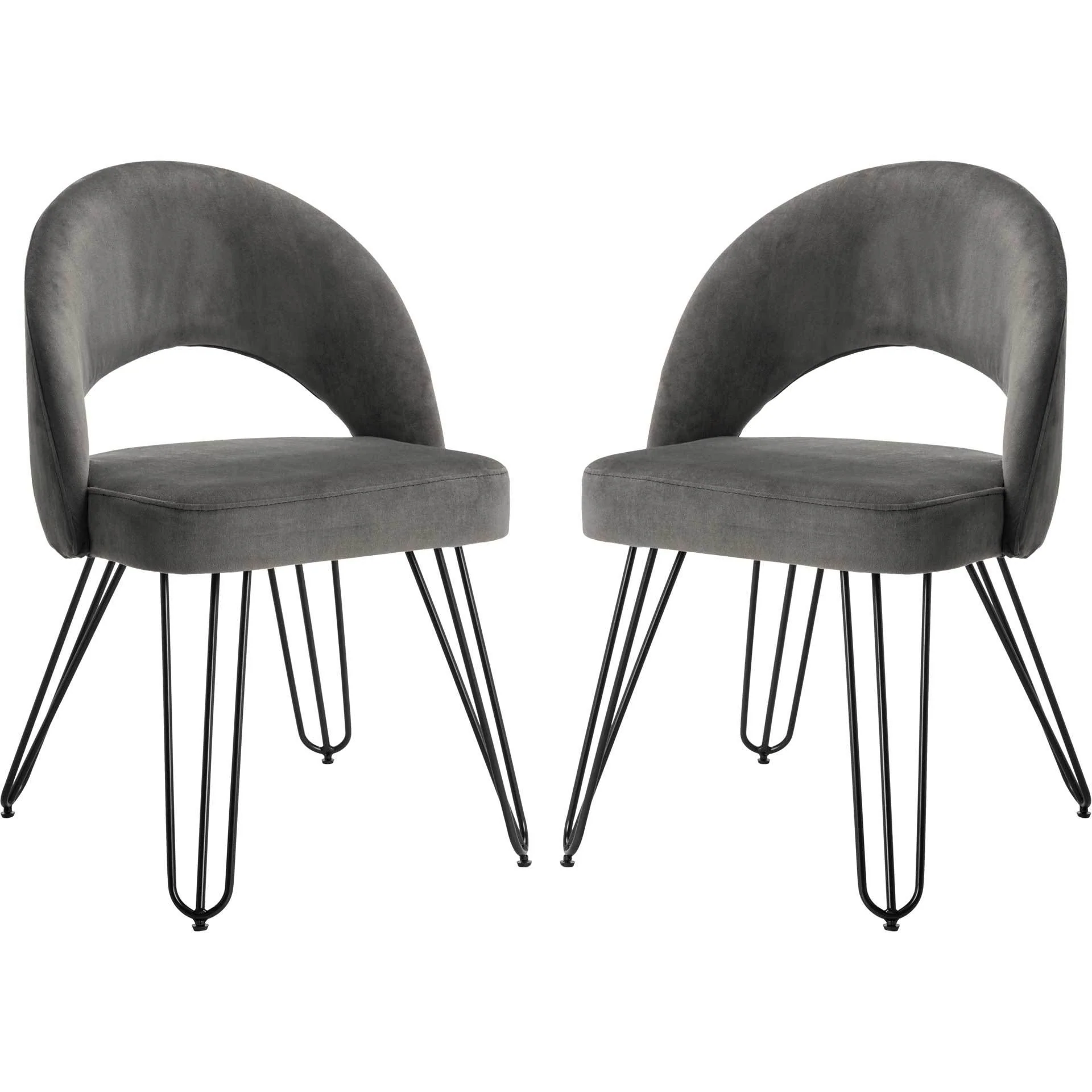 Jolene Velvet Side Chair Dark Gray (Set of 2) - Image 2