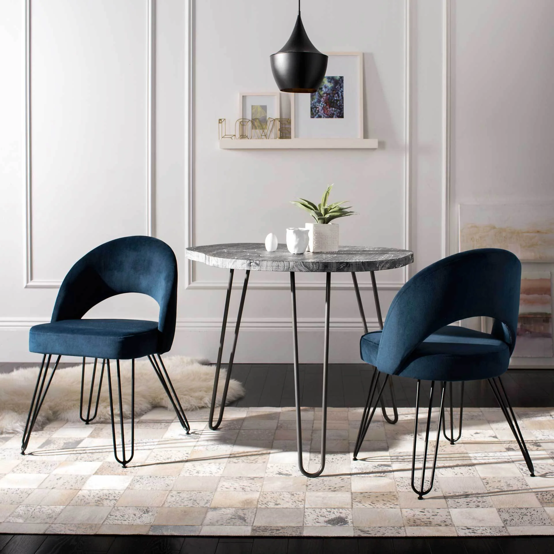 Jolene Velvet Side Chair Navy (Set of 2) - Image 7