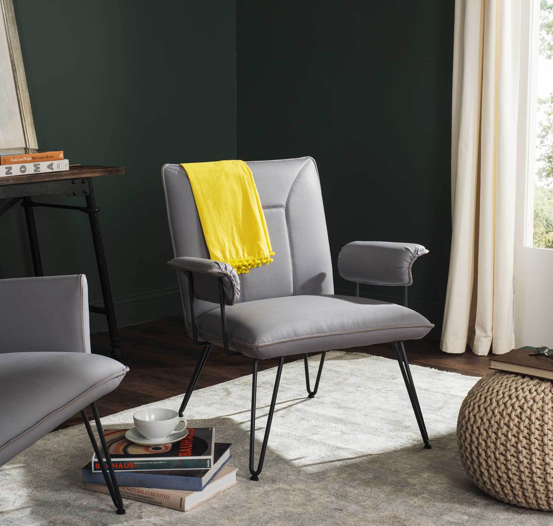 Jonah Leather Arm Chair Gray - Image 4
