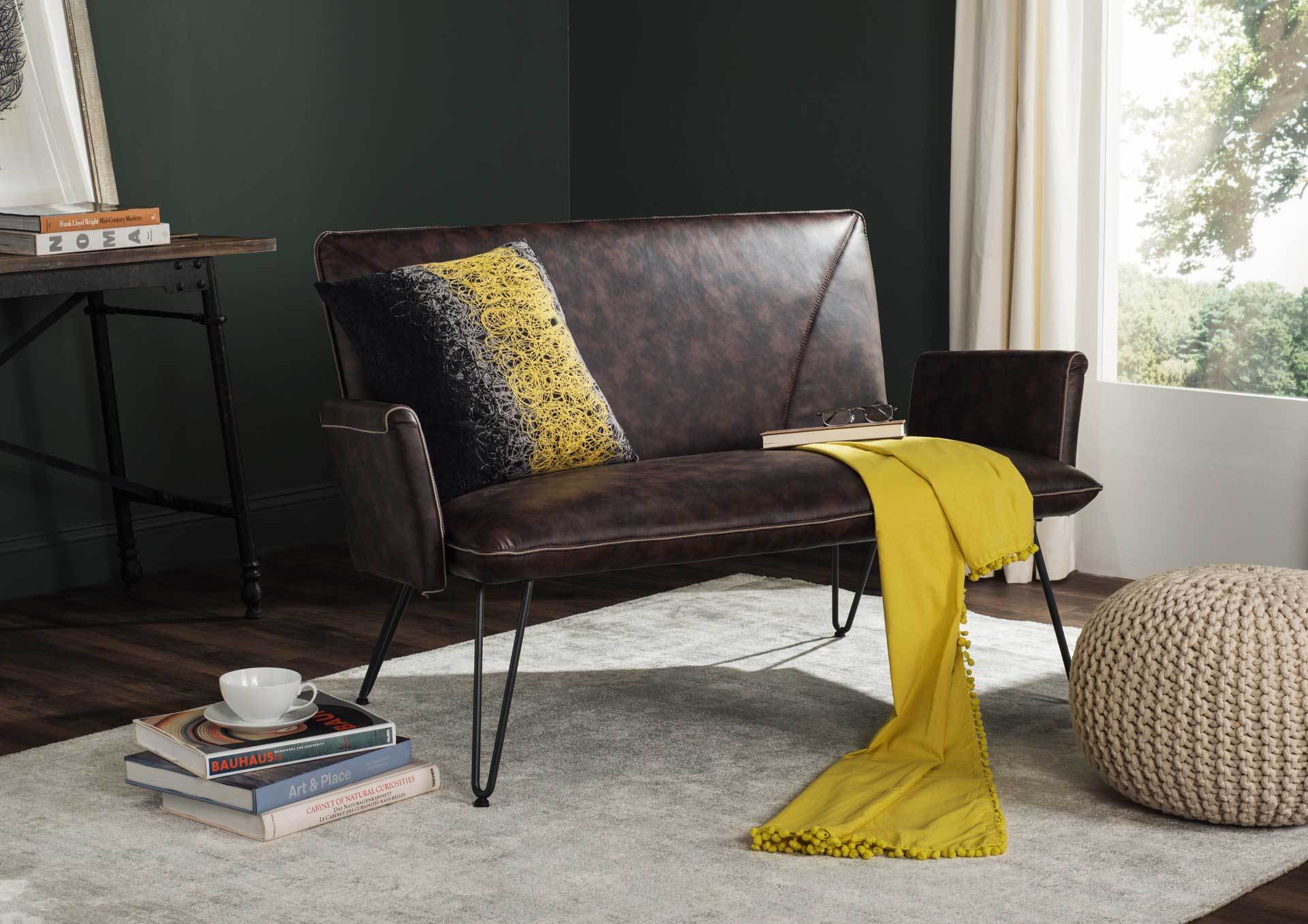 Jonah Leather Settee Antique Brown - Image 4