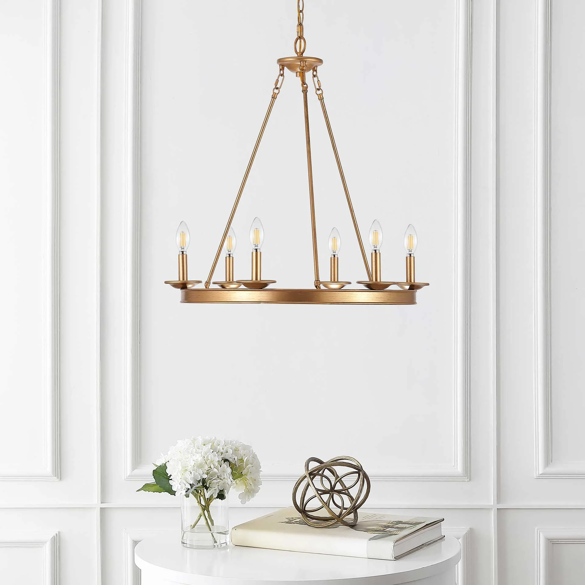 Jonas 6 Light Chandelier Gold Painted - Image 3