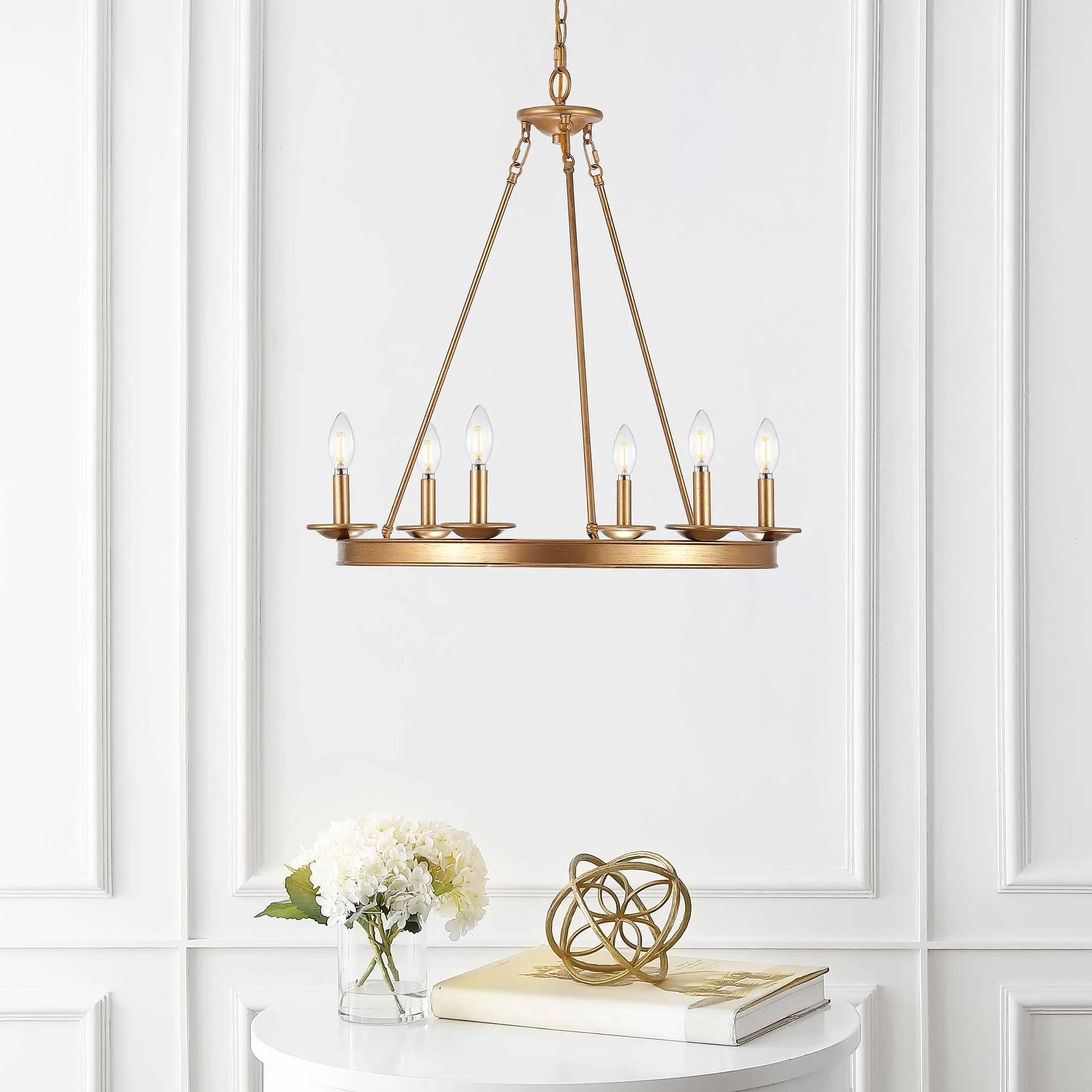 Jonas 6 Light Chandelier Gold Painted - Image 4