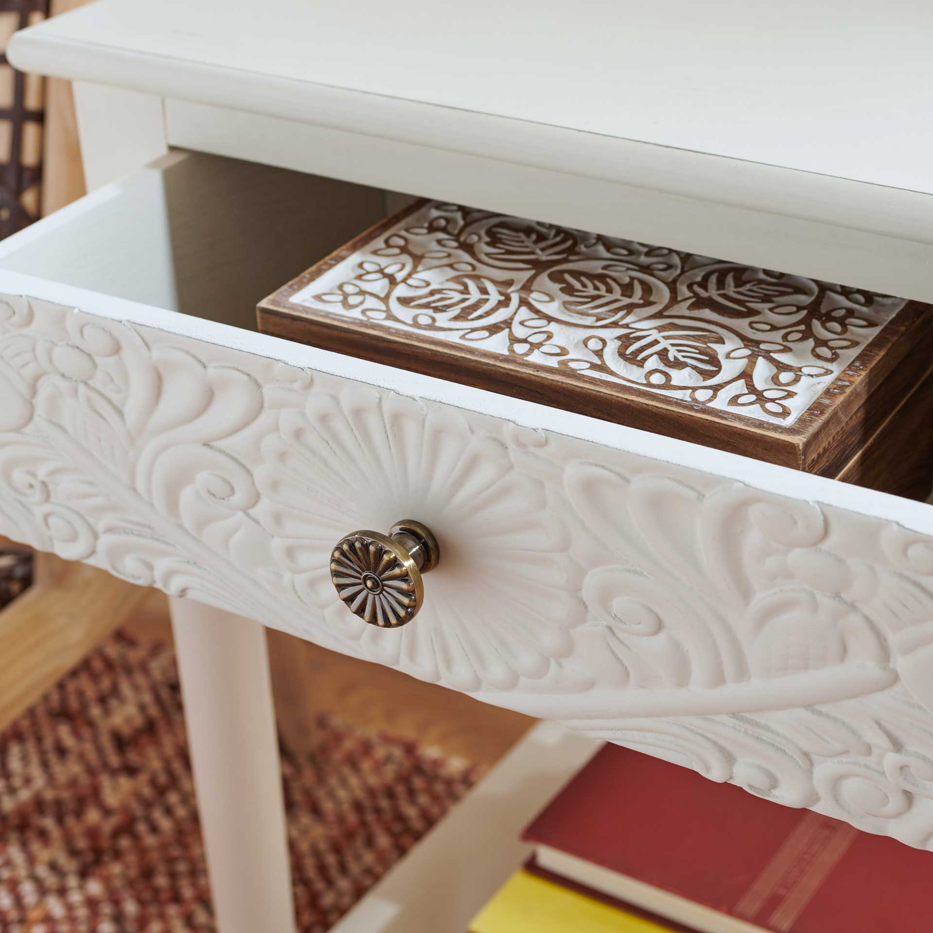 Jonco 1 Drawer Accent Table Distressed White - Image 7