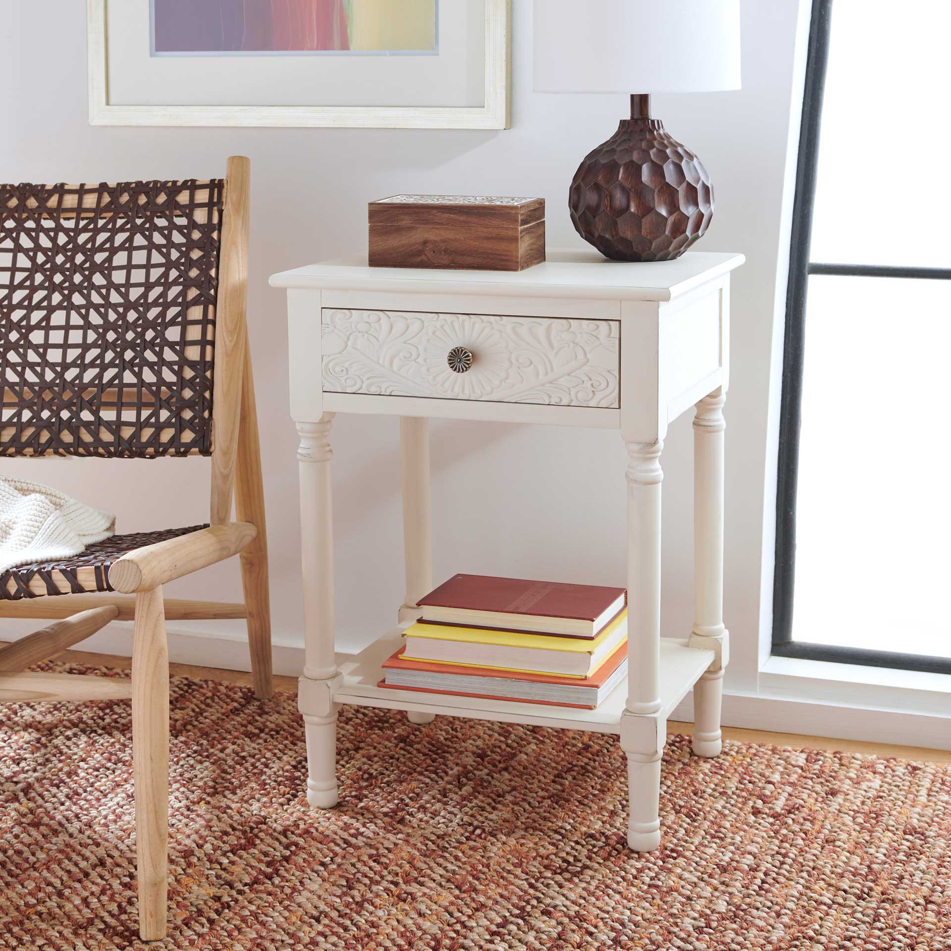 Jonco 1 Drawer Accent Table Distressed White - Image 8