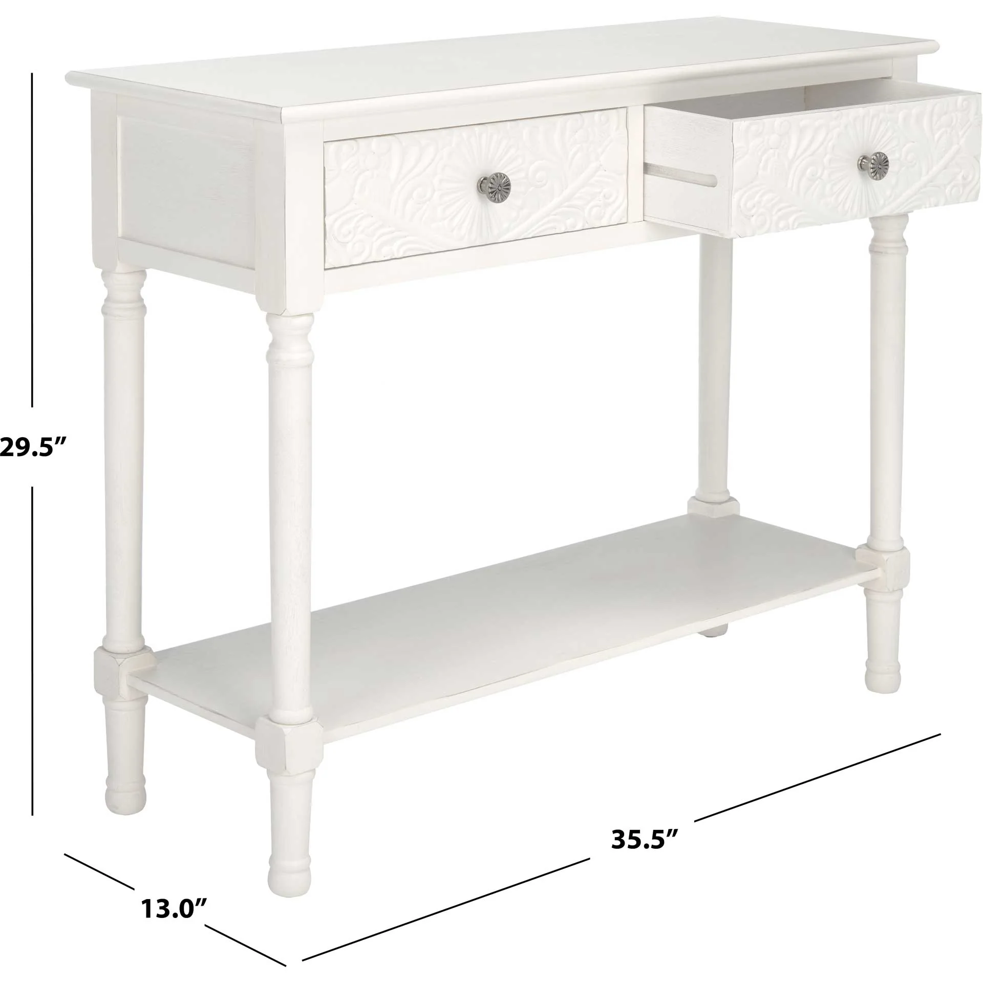 Jonco 2 Drawer Console Table Distressed White - Image 10