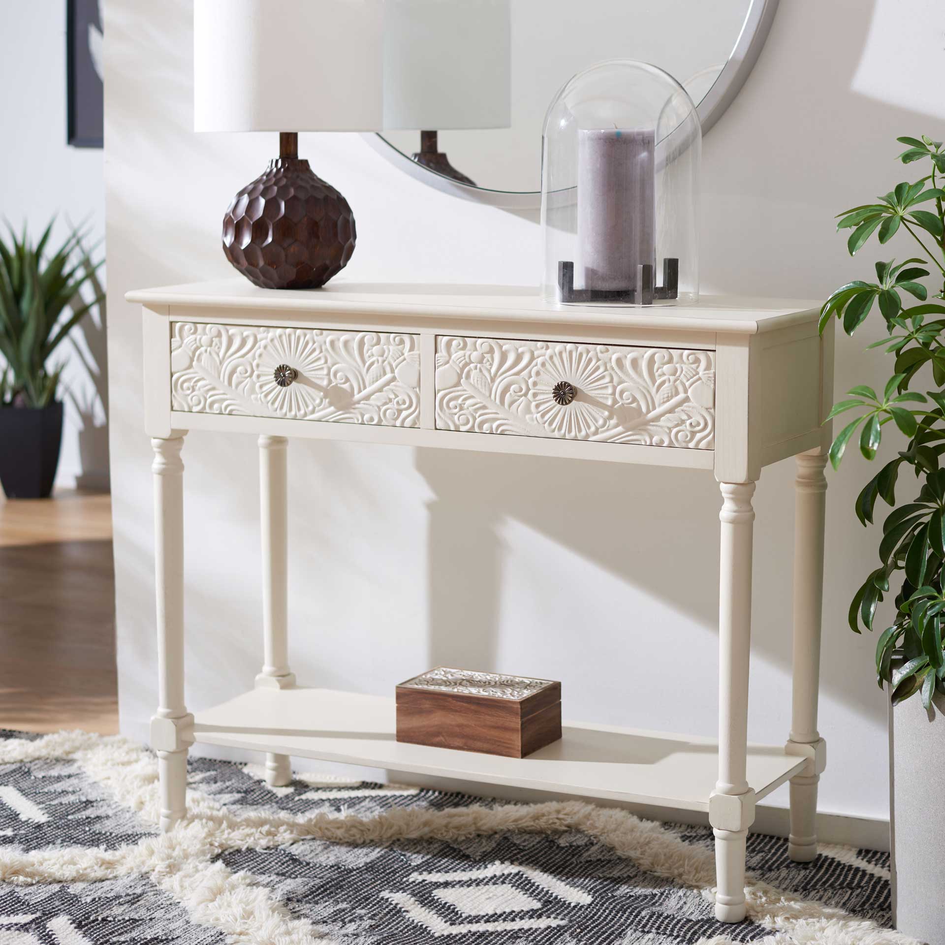 Jonco 2 Drawer Console Table Distressed White - Image 9