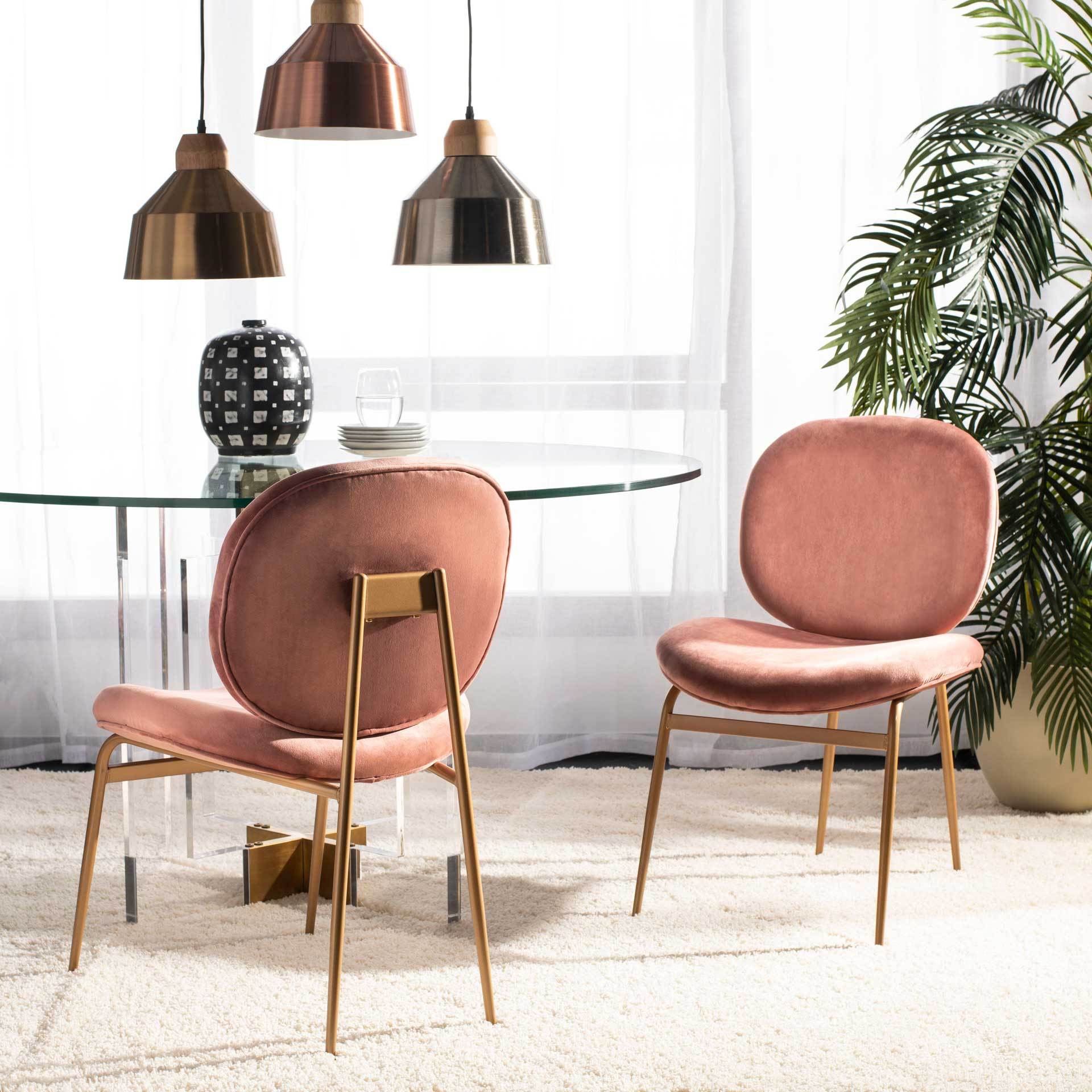Jorden Round Side Chair Dusty Rose/Gold (Set of 2) - Image 8