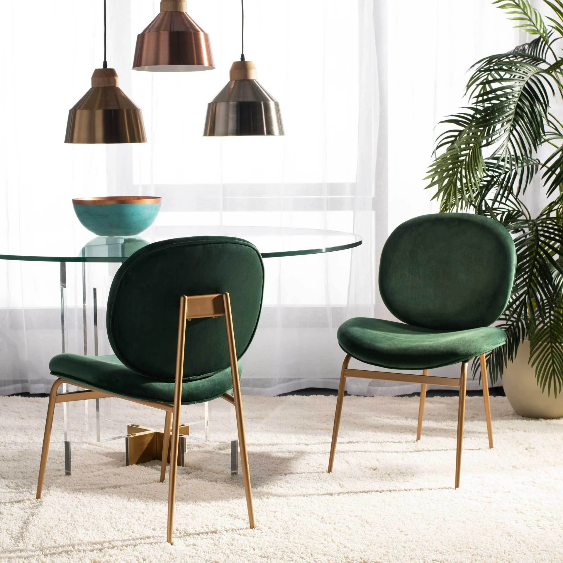 Jorden Round Side Chair Malachite Green/Gold (Set of 2) - Image 8