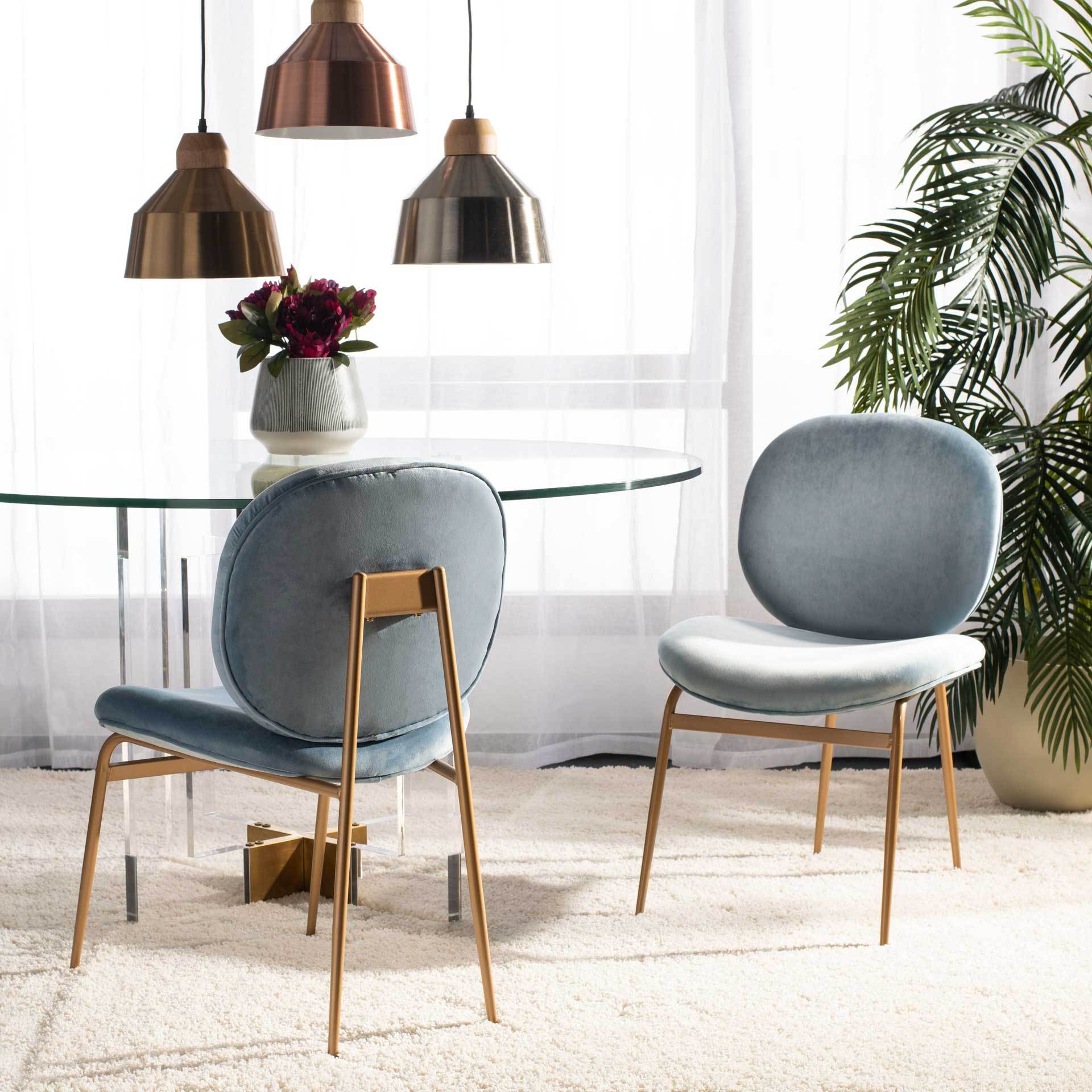Jorden Round Side Chair Slate Blue/Gold (Set of 2) - Image 8