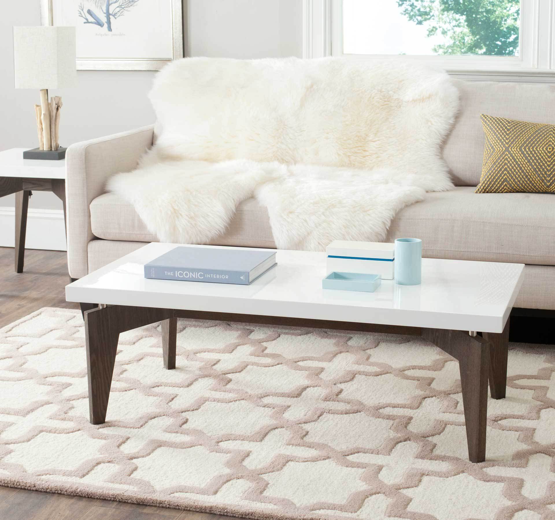 Joziah Lacquer Floating Top Coffee Table White/Dark Brown - Image 3