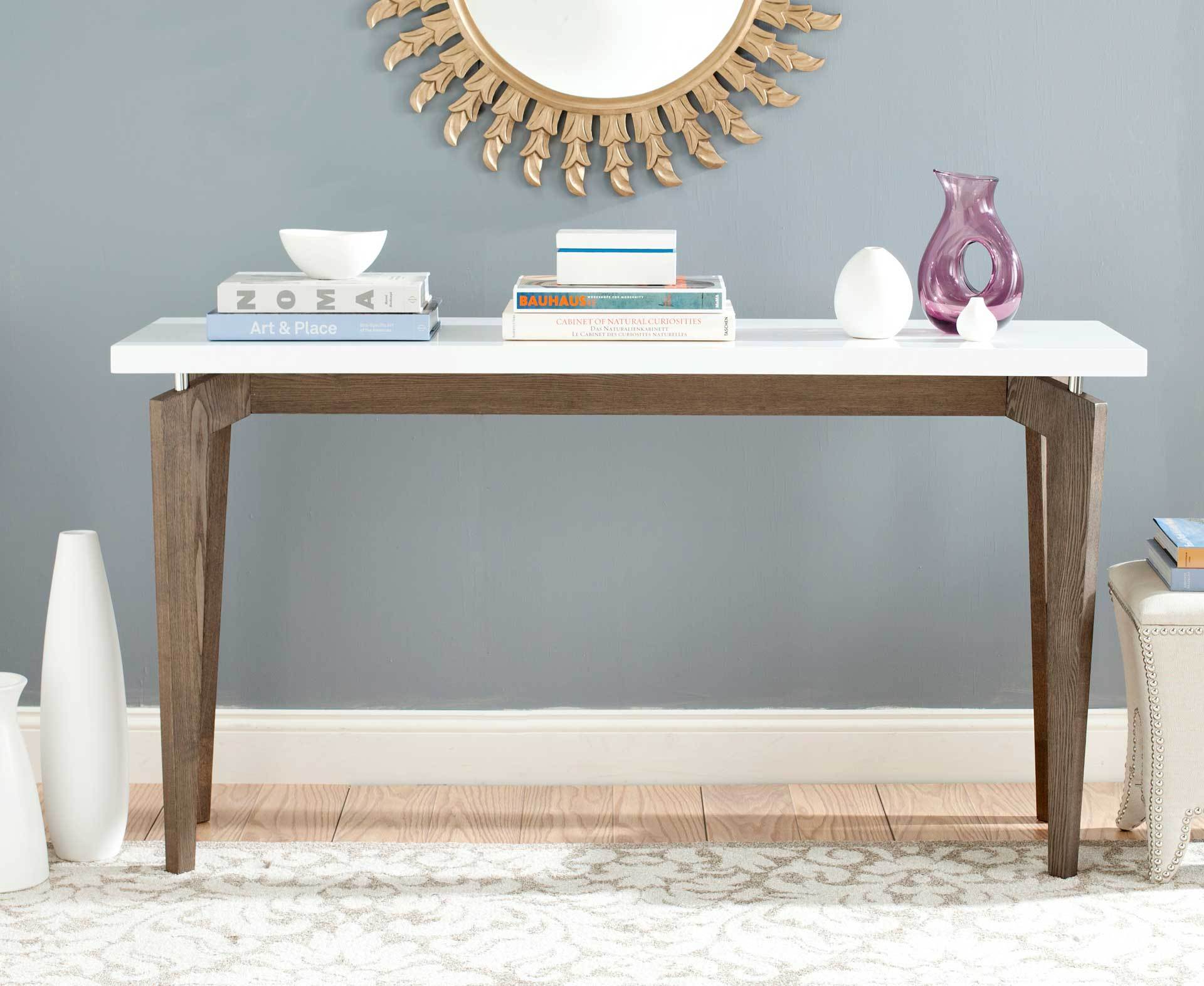 Joziah Lacquer Floating Top Console White/Dark Brown - Image 3
