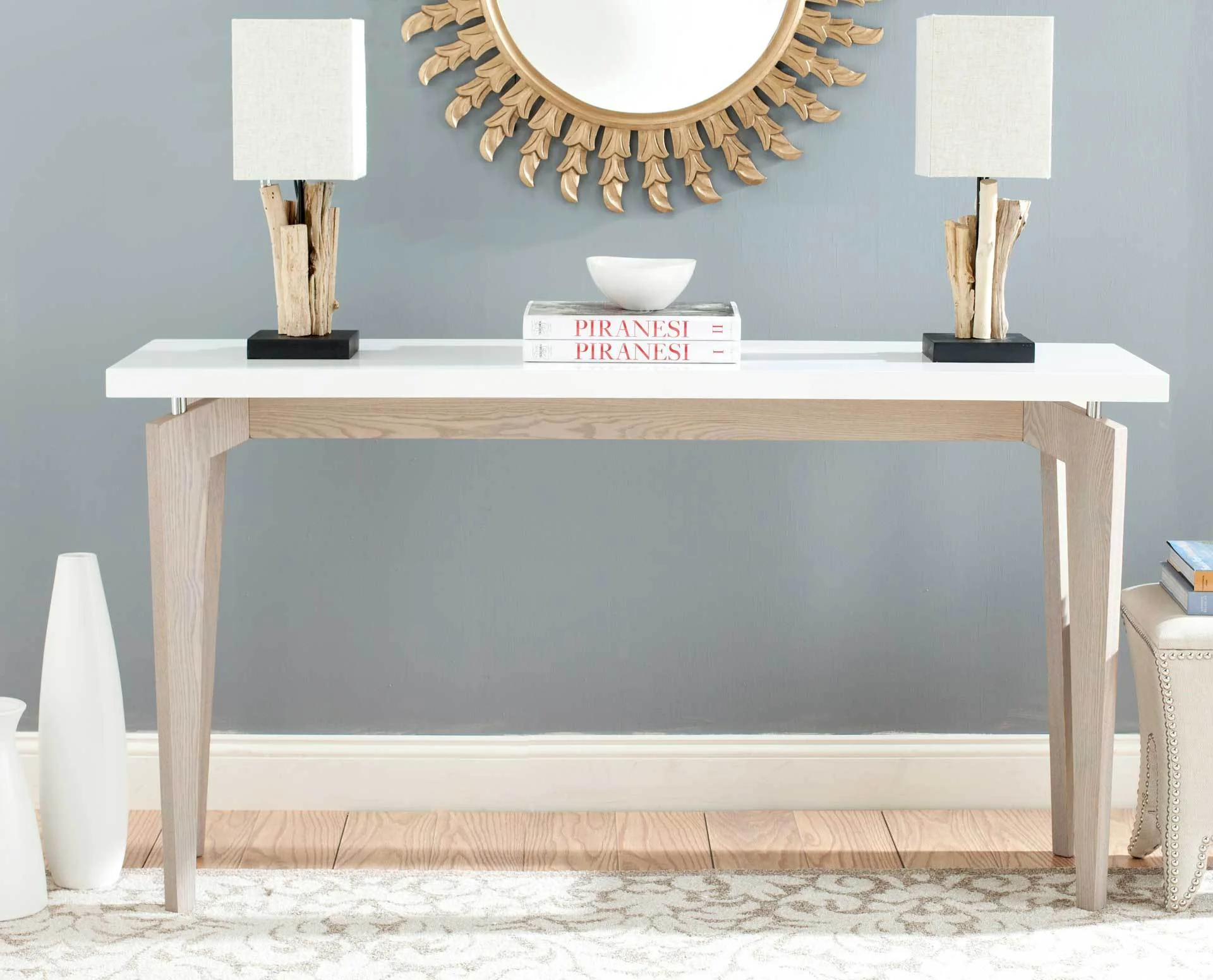 Joziah Lacquer Floating Top Console White/Gray - Image 3