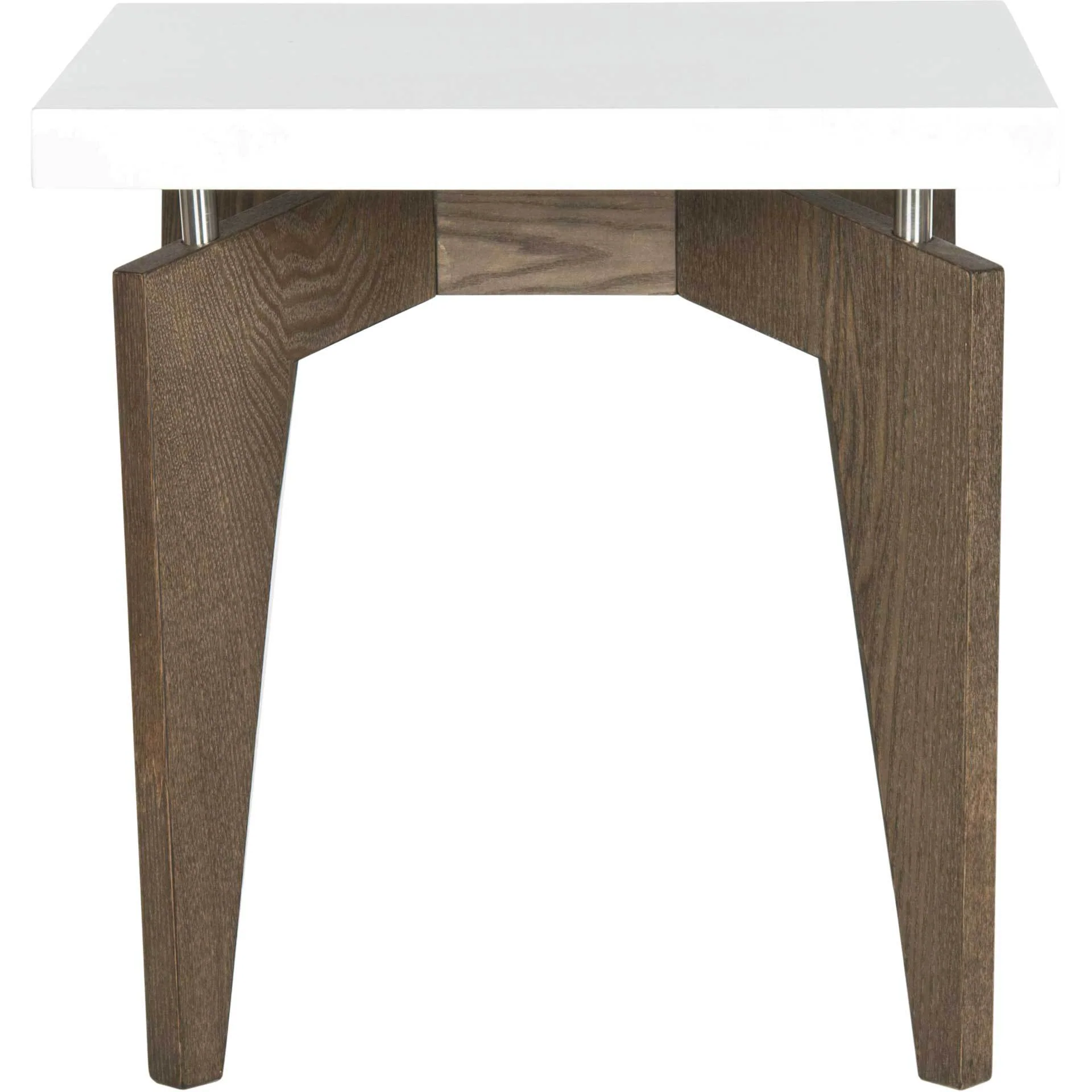 Joziah Lacquer Floating Top End Table White/Dark Brown - Image 2