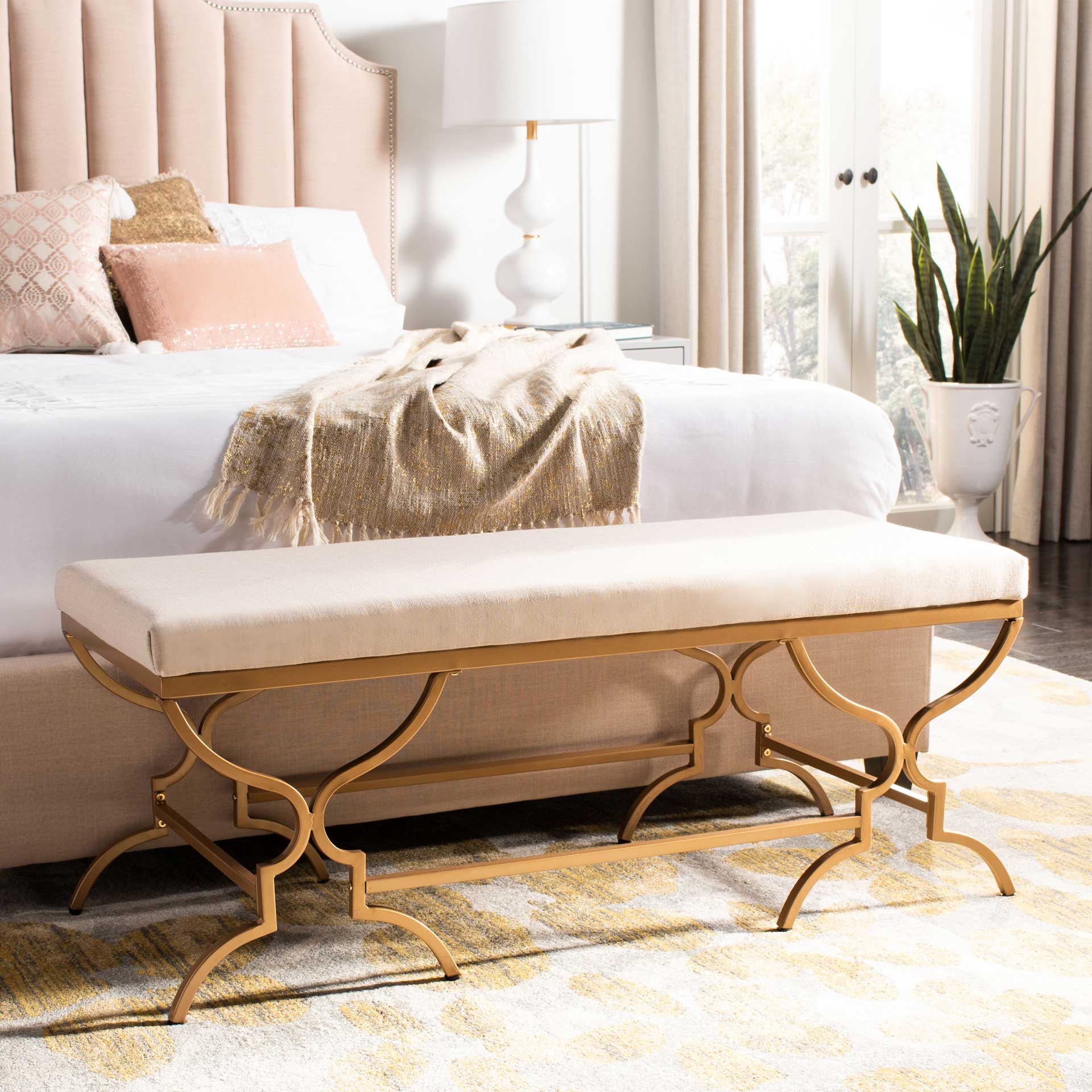 Jules Rectangular Bench Beige/Gold - Image 8