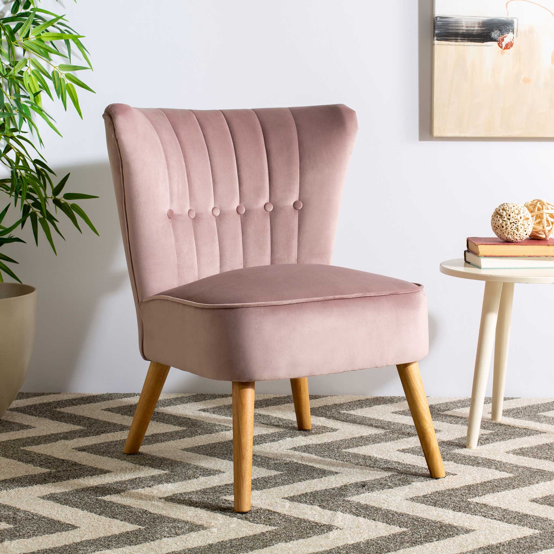 Juliet Mid Century Accent Chair Mauve/Natural - Image 6