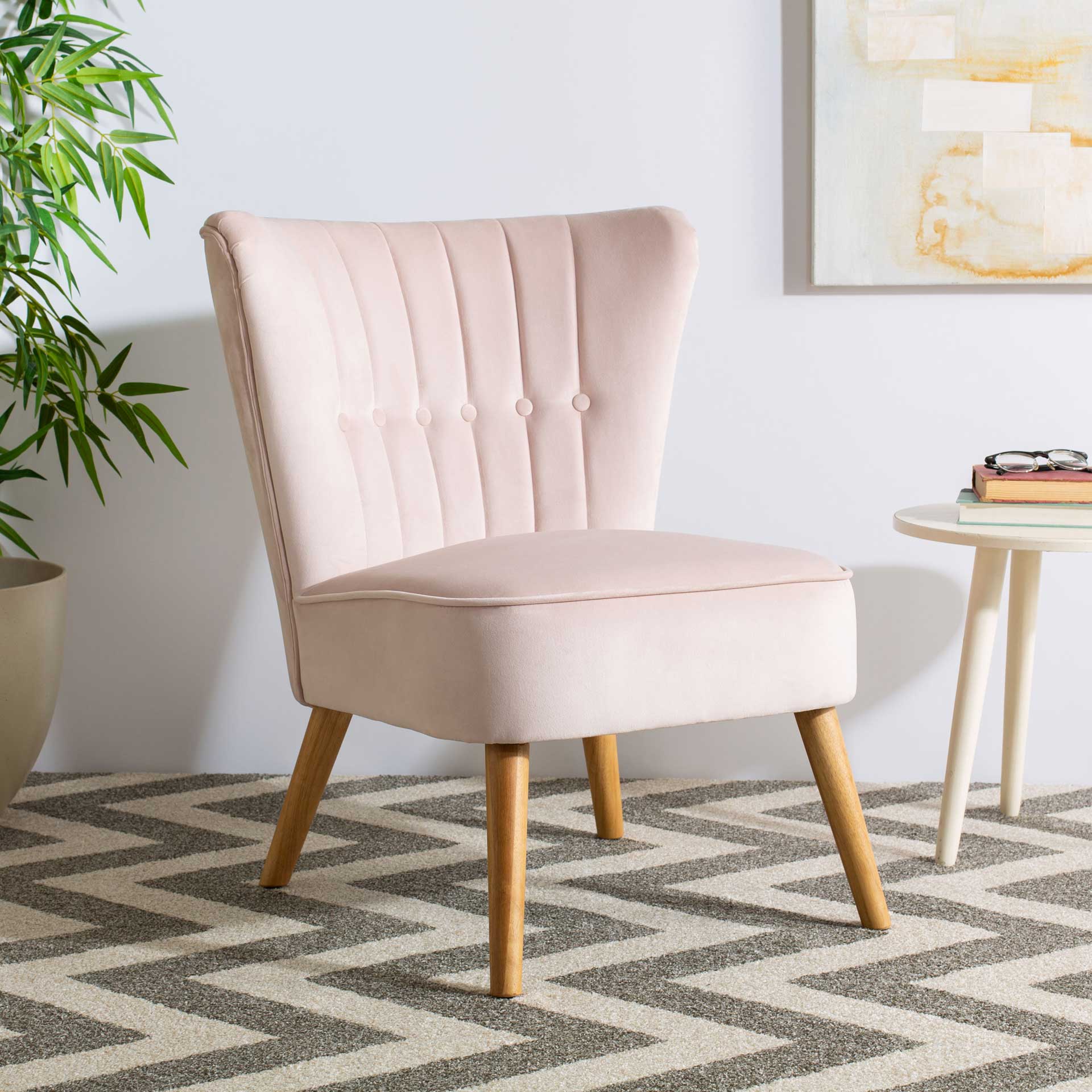 Juliet Mid Century Accent Chair Pale Pink/Natural - Image 6