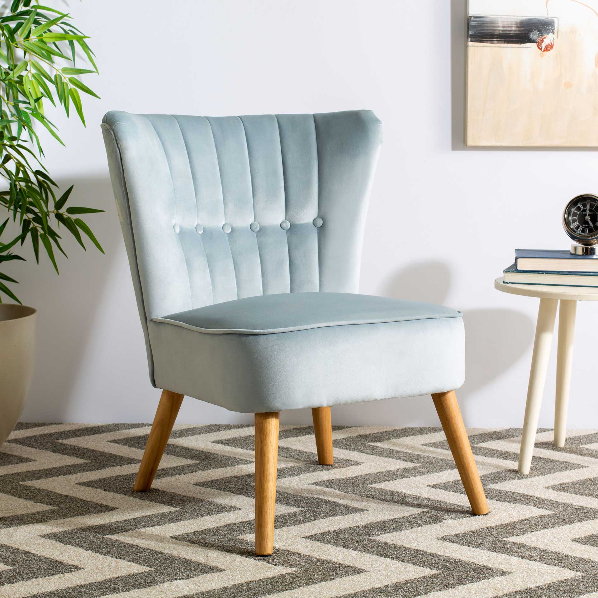 Juliet Mid Century Accent Chair Slate Blue/Natural - Image 6